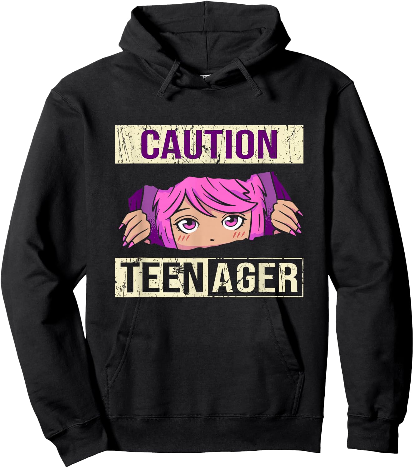Funny Teenager 13th Birthday cool Girls Teens Anime Hoodie - Hoodie | Black