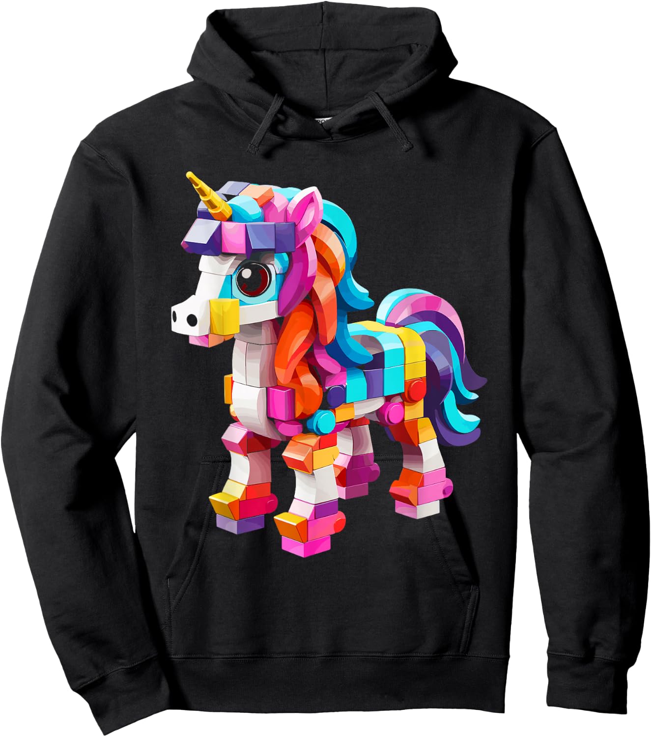 Master Builder Bricks Blocks Play Toys Unicorn Hoodie - Hoodie | Black