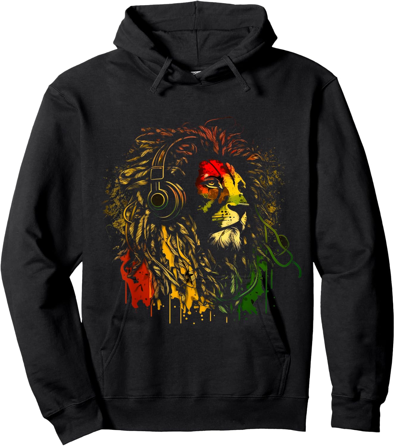 Rasta Reggae Lion of Judah Jamaican Roots Rastafarian Lion Hoodie - Hoodie | Black