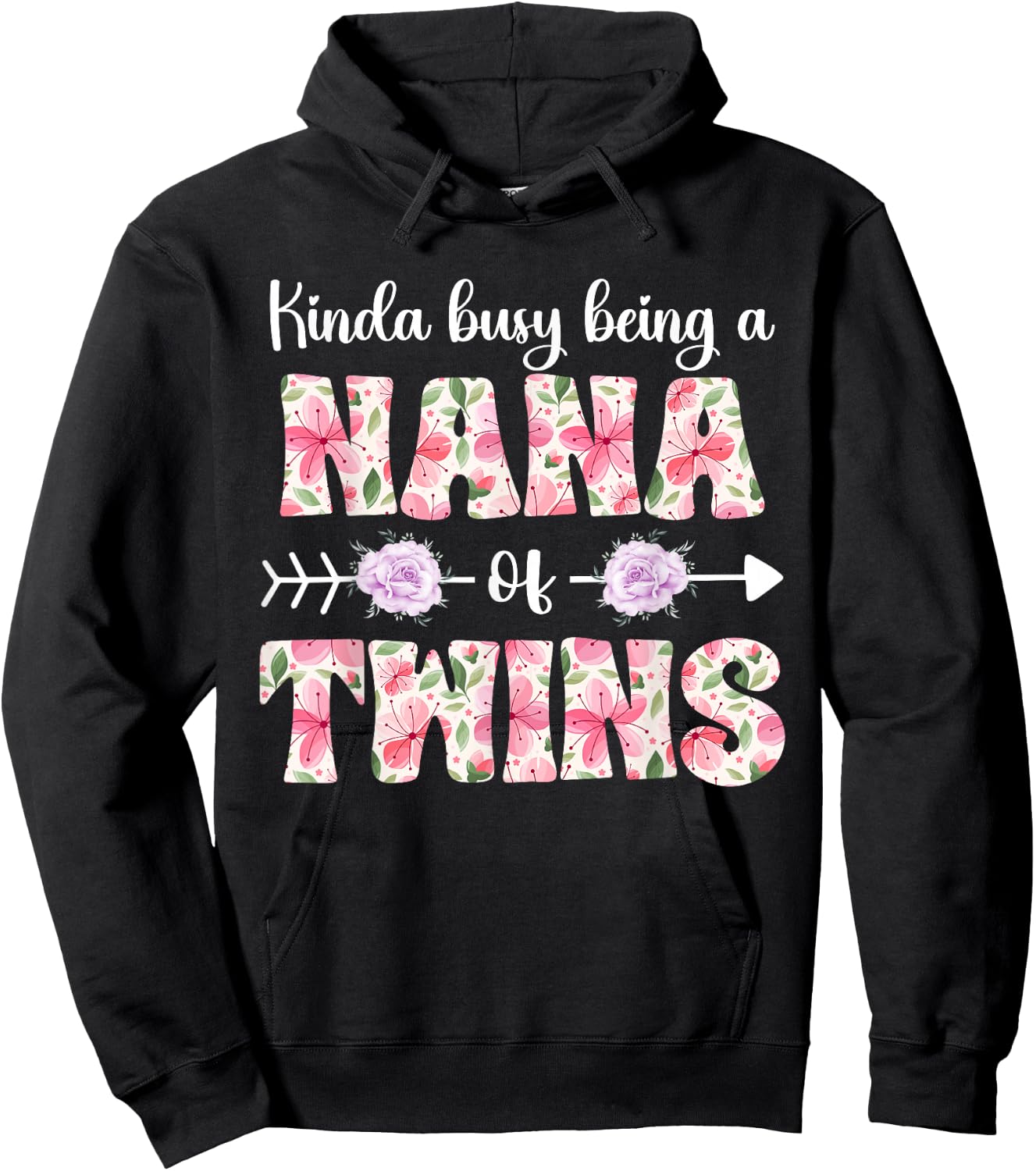 Busy Being Nana Of Twins Twin Nana Hoodie - Hoodie | Black
