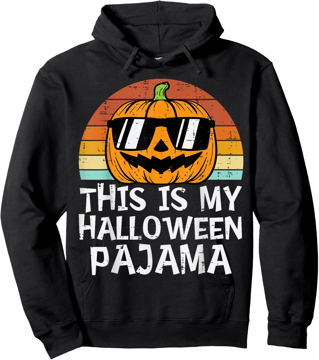 This Is My Halloween Pajama Pumpkin Retro Halloween Costume Hoodie - Hoodie | Black