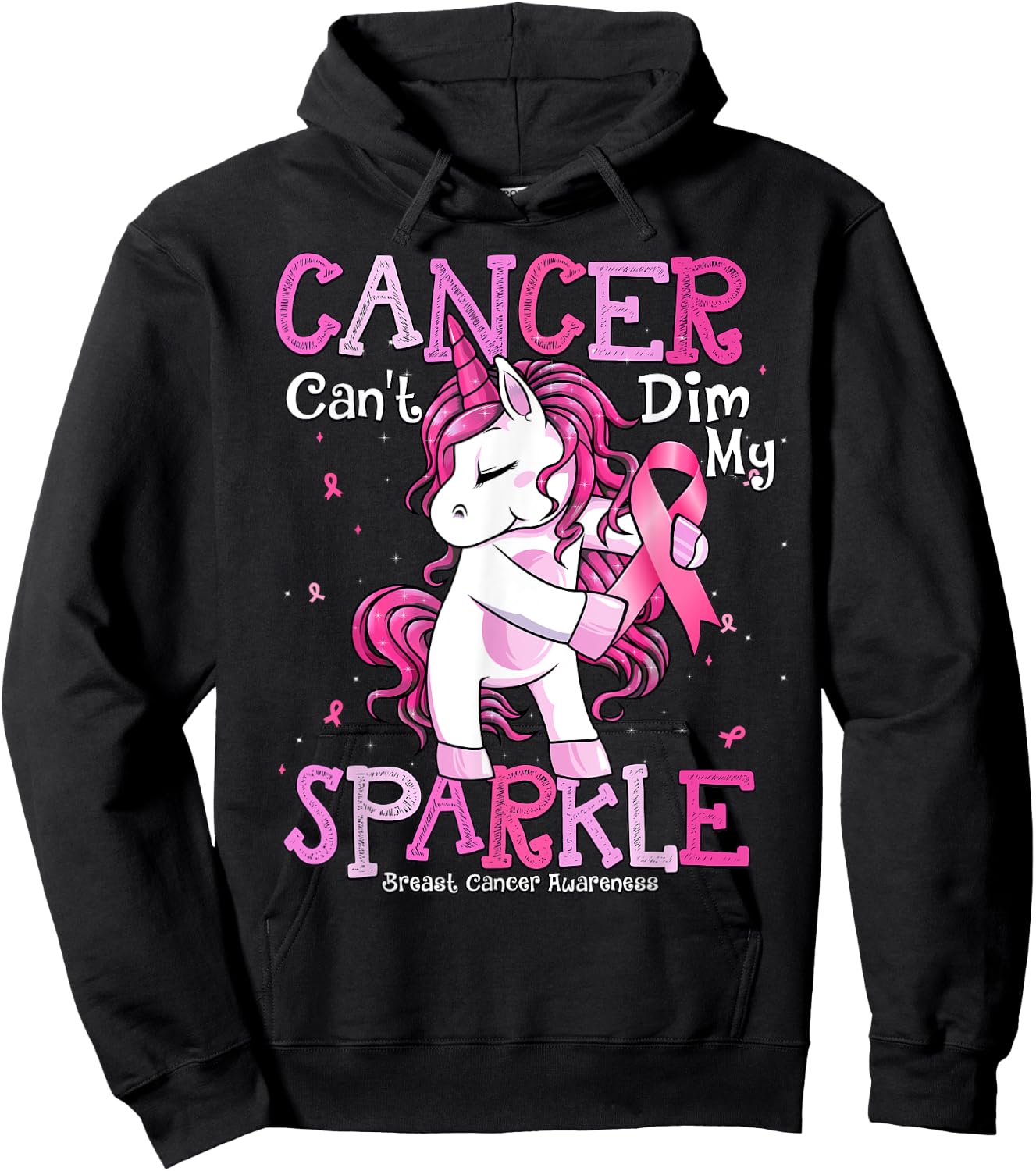 Breast Cancer Support Shirt Breast Cancer Awareness Unicorn Hoodie - Hoodie | Black