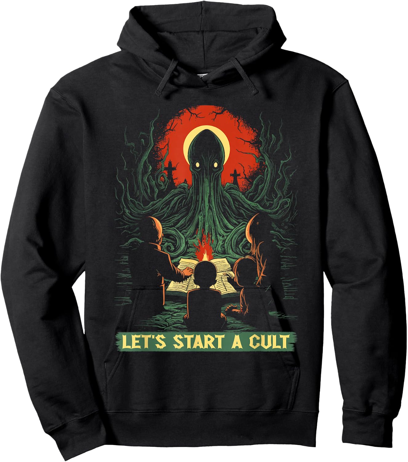 Lets Start A Cult, Vintage Cosmic Horror Cthulhu Cult Hoodie - Hoodie | Black