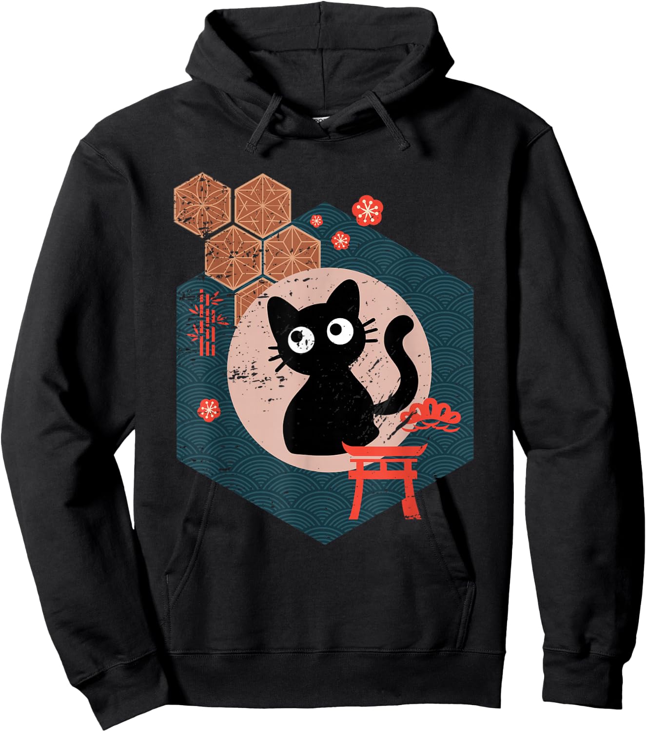Black Cat Lover Japanese Kitten Anime Tokyo Otaku Lifestyle Small Hoodie - Hoodie | Black