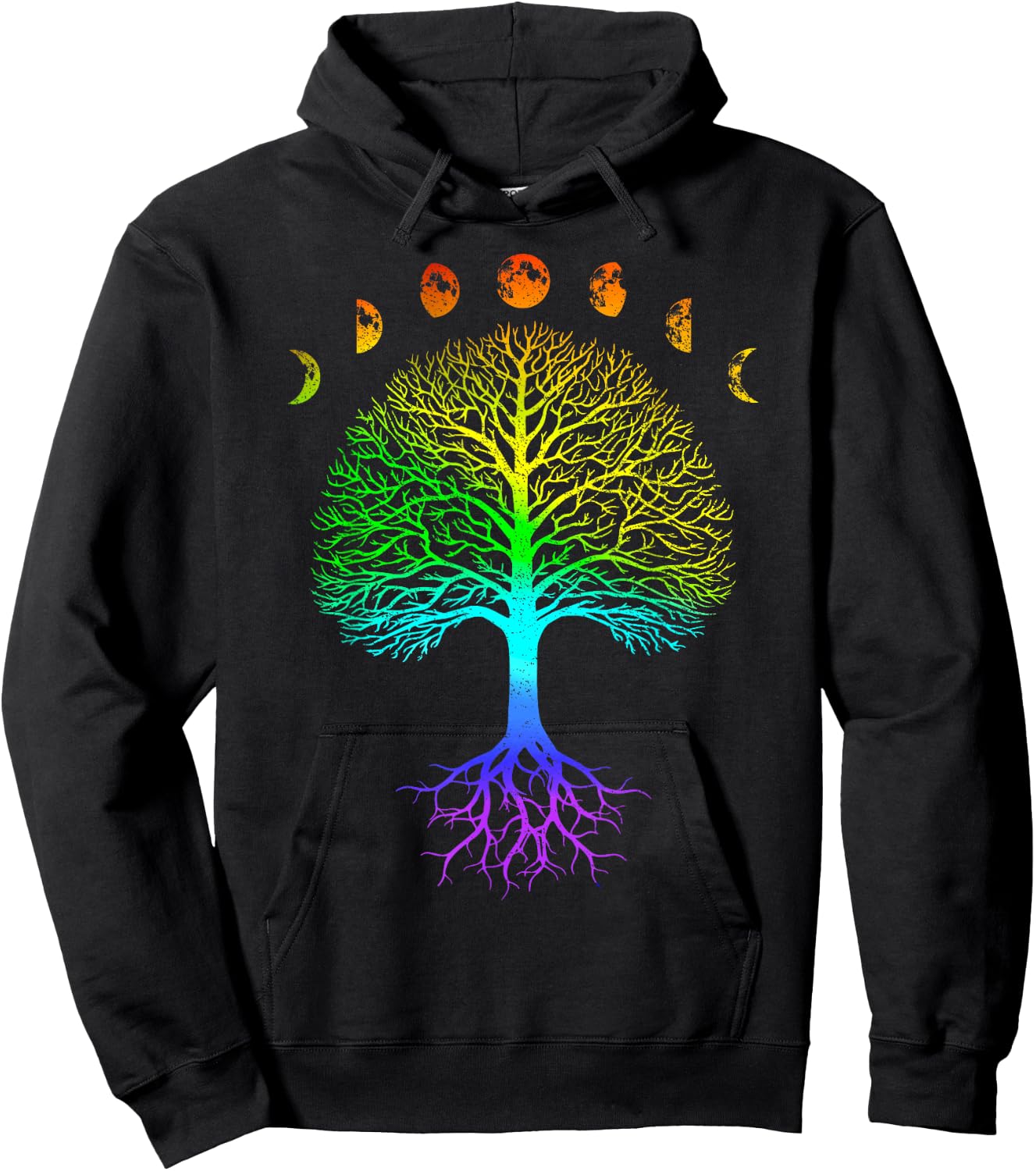 Tree of Life Phases of the Moon Vintage Retro Yoga Gift Hoodie - Hoodie | Black