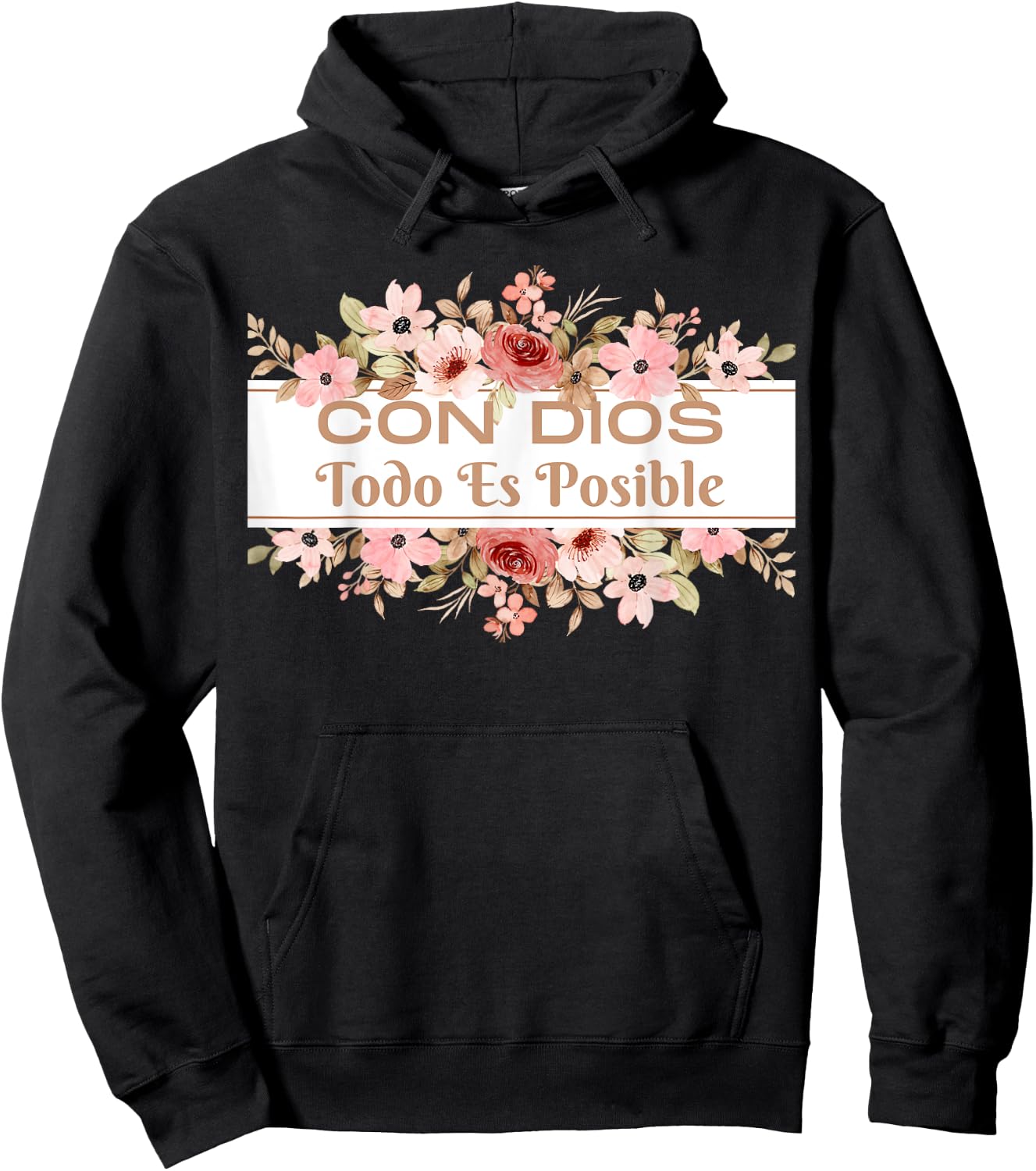 Christian Bible Verse in Spanish Con Dios Todo Es Posible Hoodie - Hoodie | Black