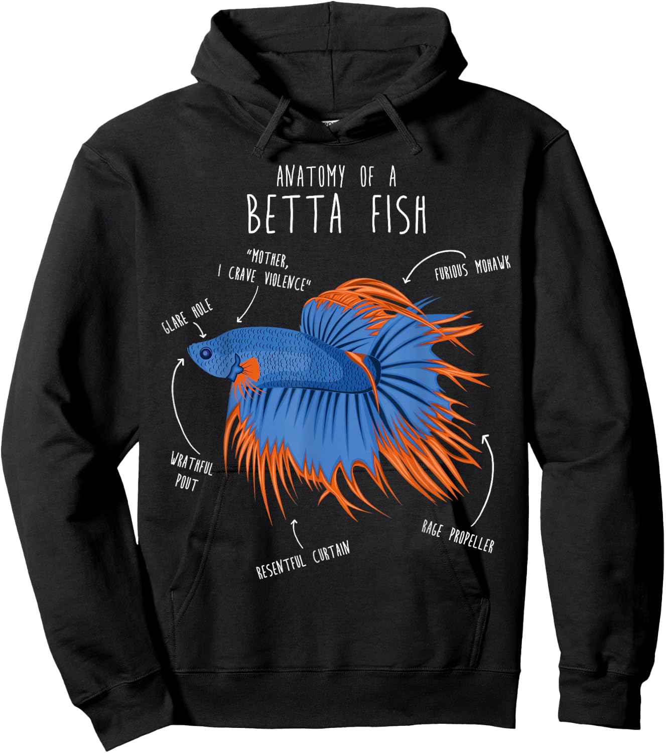 Betta Fish Siamese Fighting Fish Anatomy, Funny Aquarium Pet Hoodie - Hoodie | Black