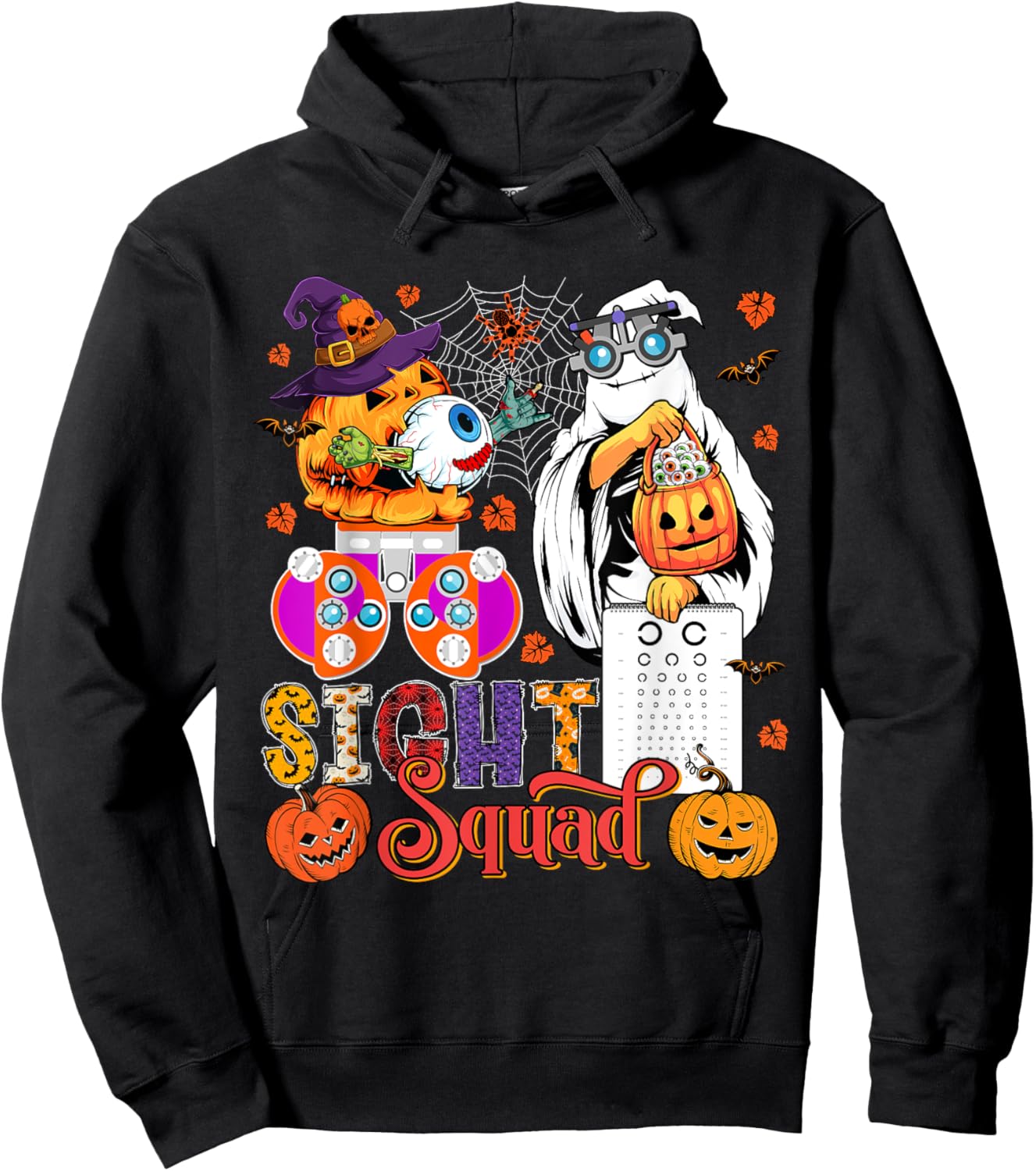 Sight Squad Halloween Optician Boo Horror Pumpkins Lover Hoodie - Hoodie | Black