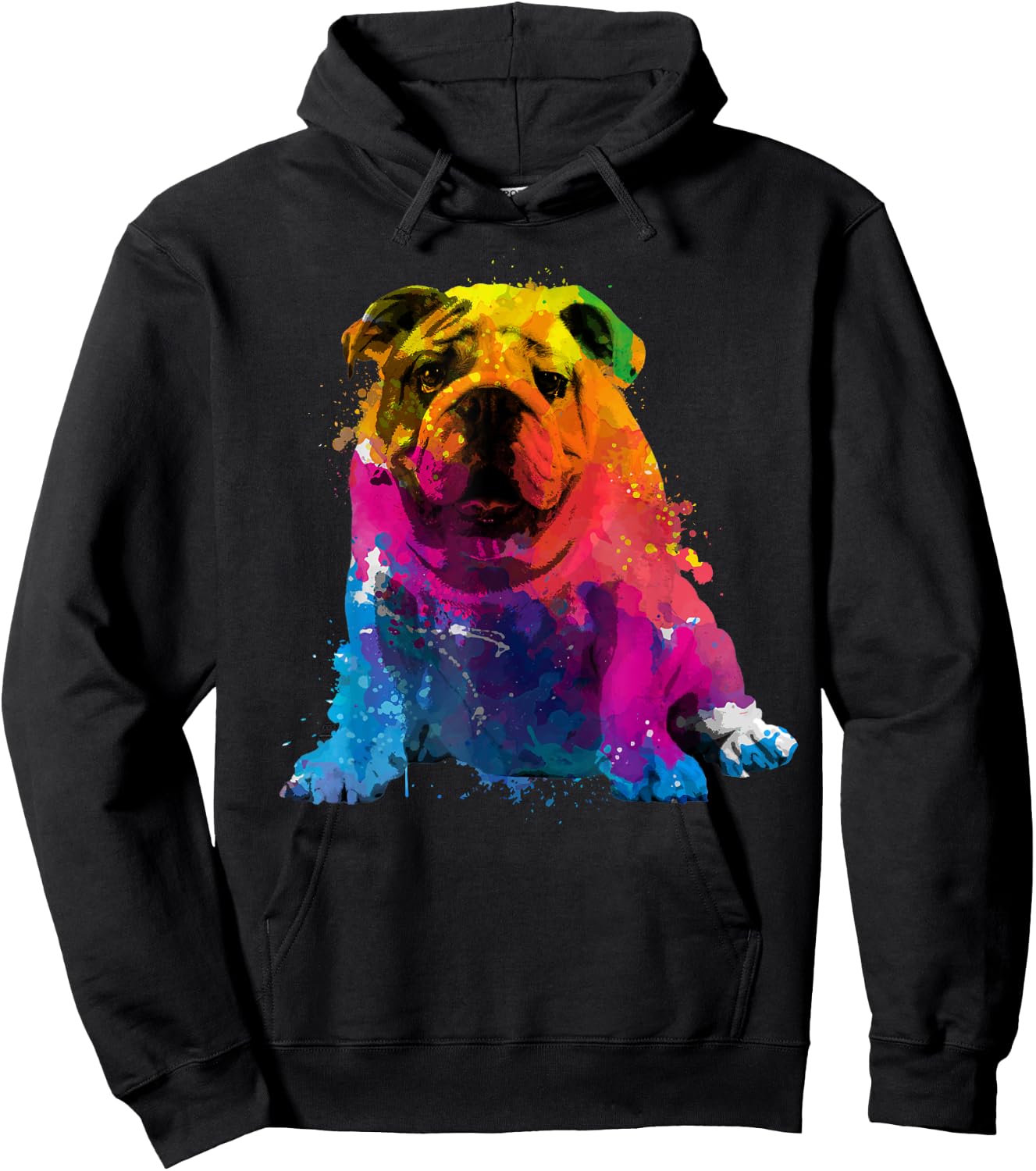 Cool Bulldog Art Women Dog English Bulldog Lover Hoodie - Hoodie | Black