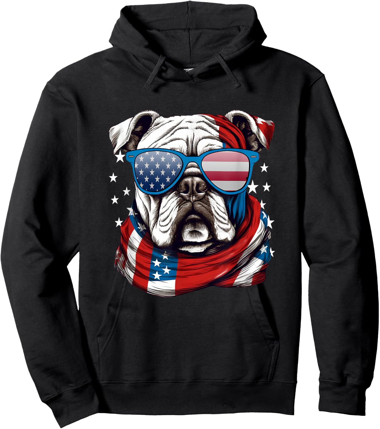 American Bulldog, USA Flag Independence 4th of July Day Hoodie - Hoodie | Black