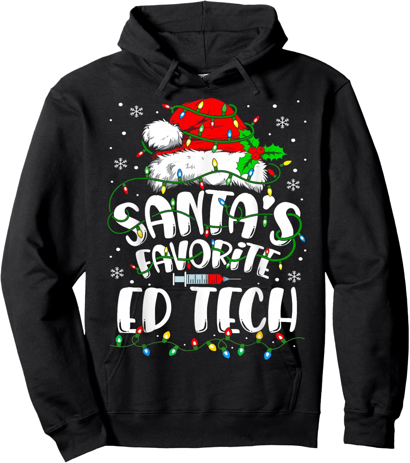 Santa Favorite ED TECH Funny Christmas Nursing Hoodie - Hoodie | Black