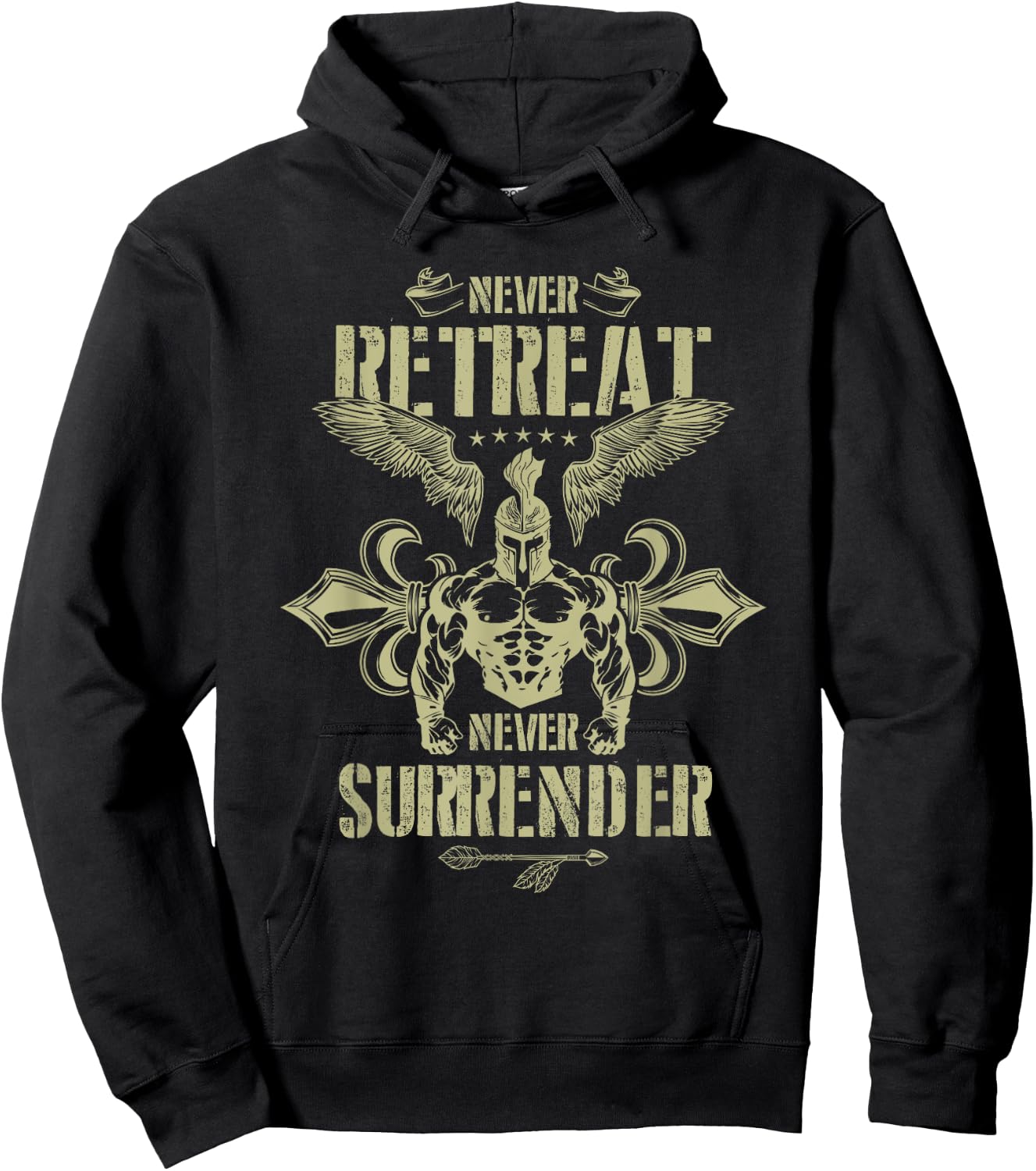 Spartan Workout Never Surrender | Gladiator Gym Mma Fighter Hoodie - Hoodie | Black