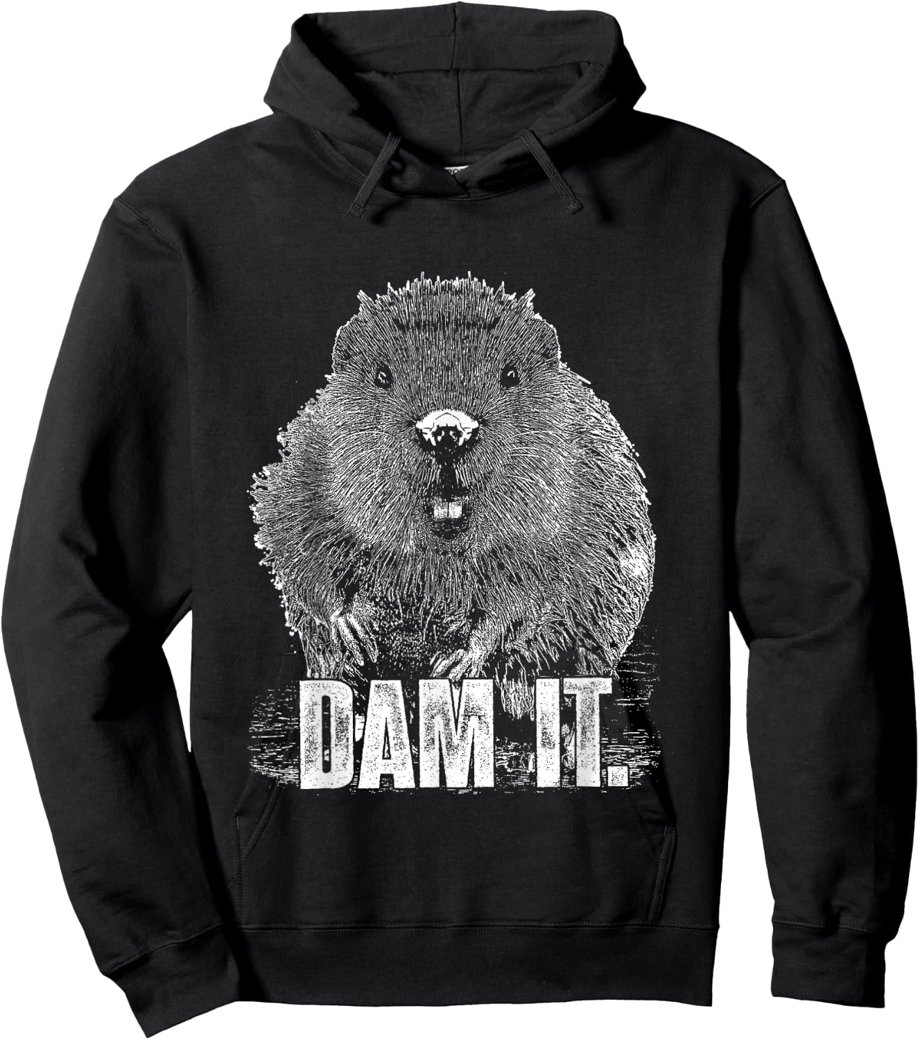 Funny Beaver Pun Dam It Language Joke Beavers Rodents Lover Hoodie - Hoodie | Black