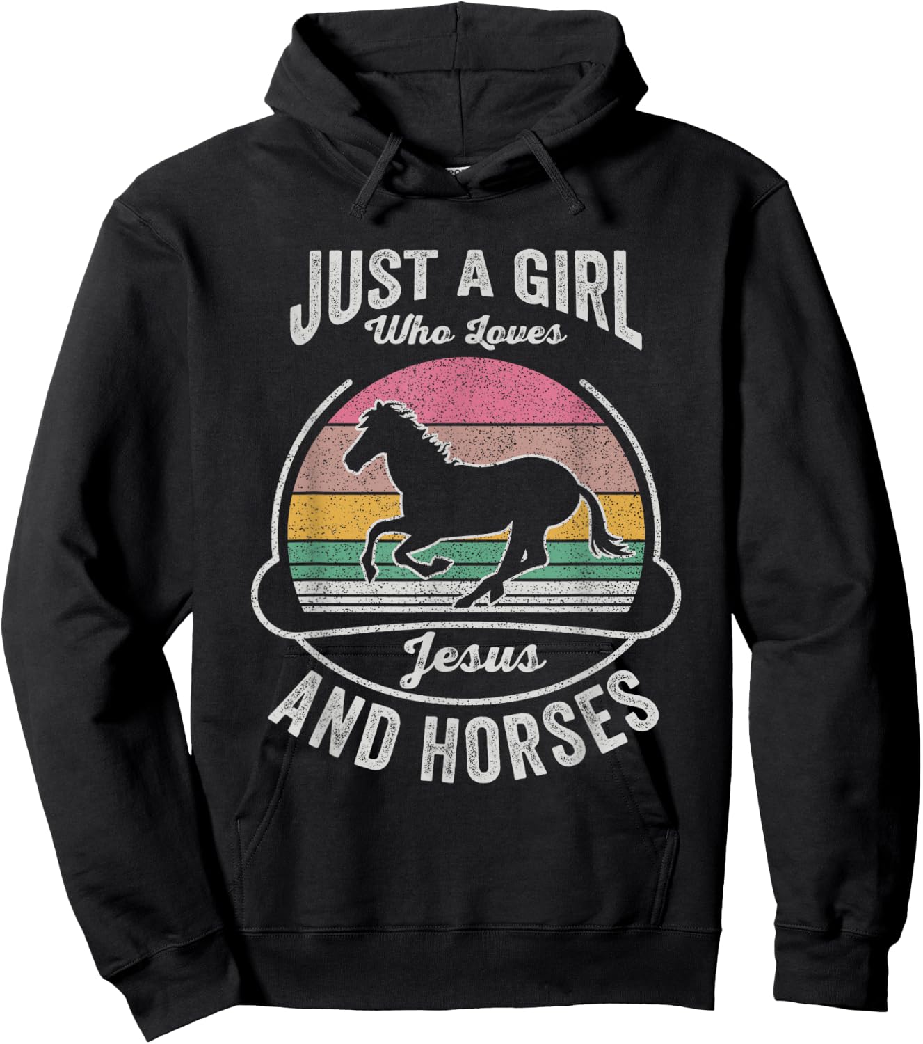 Jesus And Horse Retro Just A Girl Who Loves Jesus And Horses Hoodie - Hoodie | Black