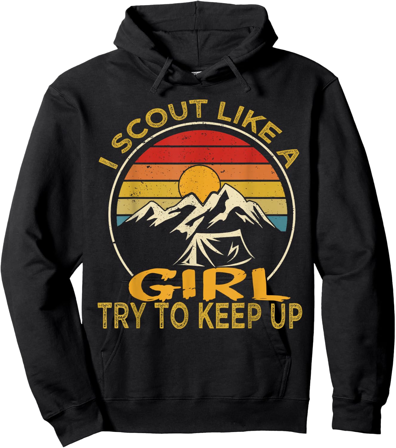 I Scout Like A Girl Try To Keep Up, Scouting Retro Hoodie - Hoodie | Black
