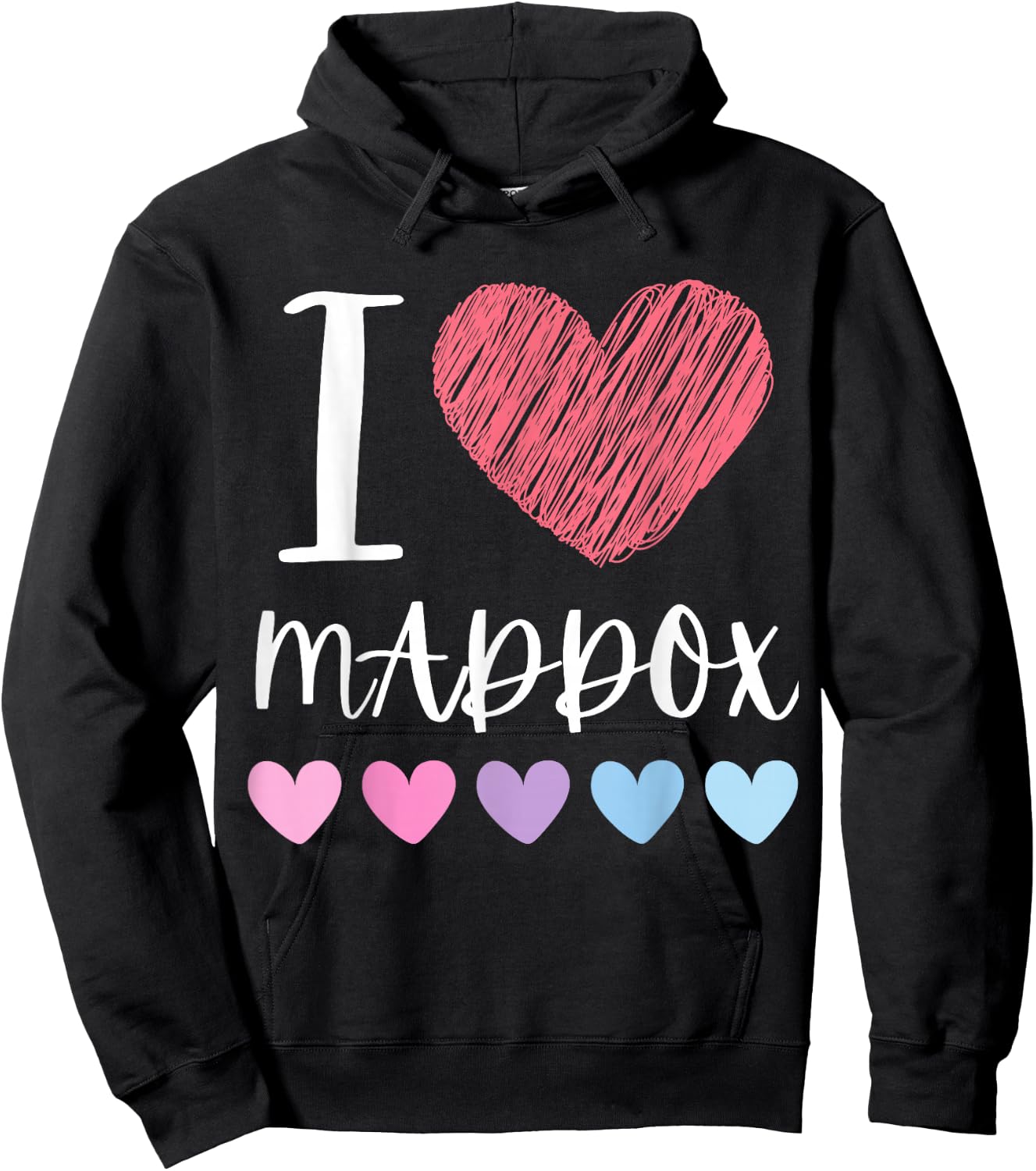I Love MADDOX Personalized Name Cool Birthday Party Hoodie - Hoodie | Black