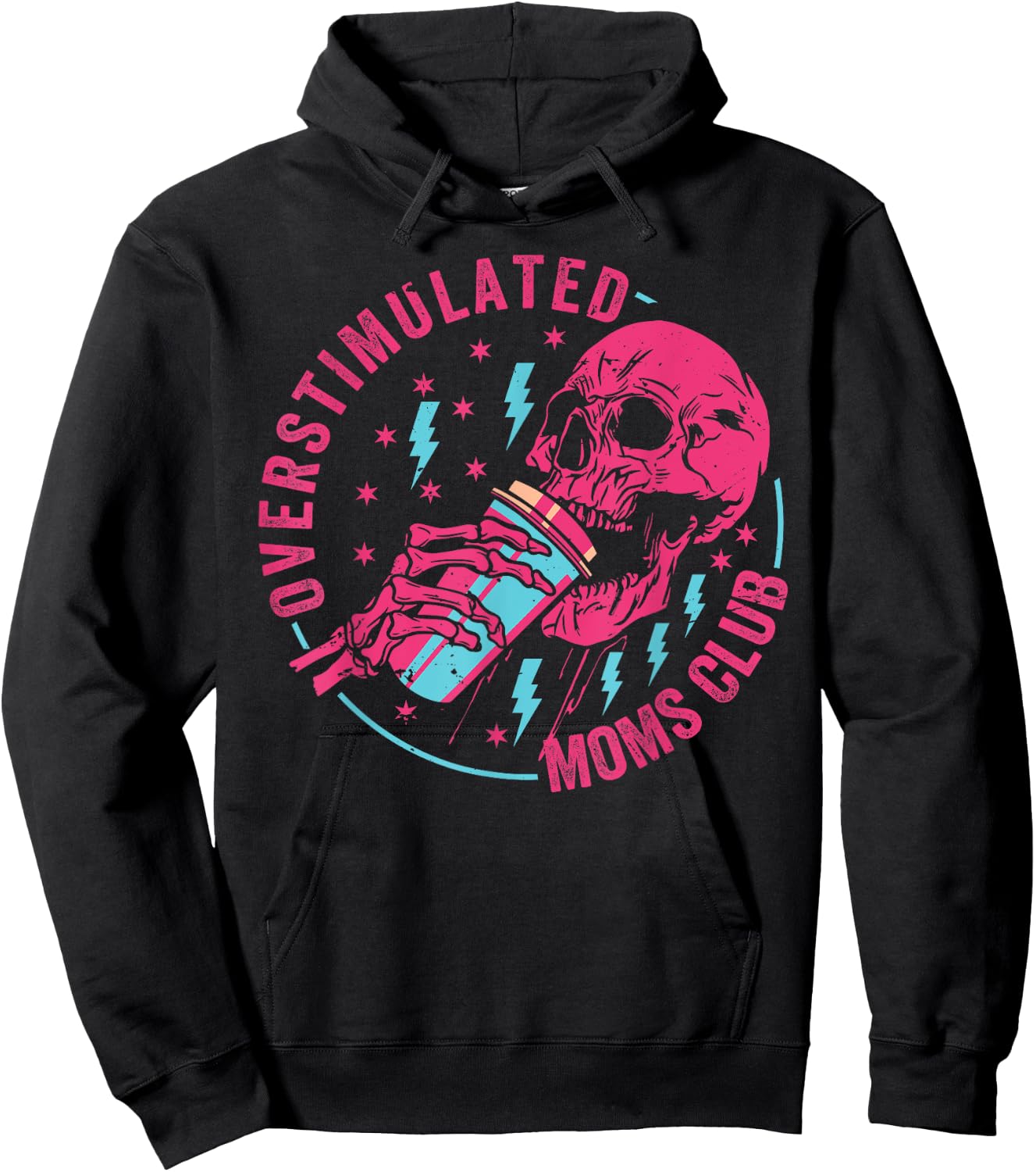 Funny Children - Mom - Dad Overstimulated Moms Club Hoodie - Hoodie | Black