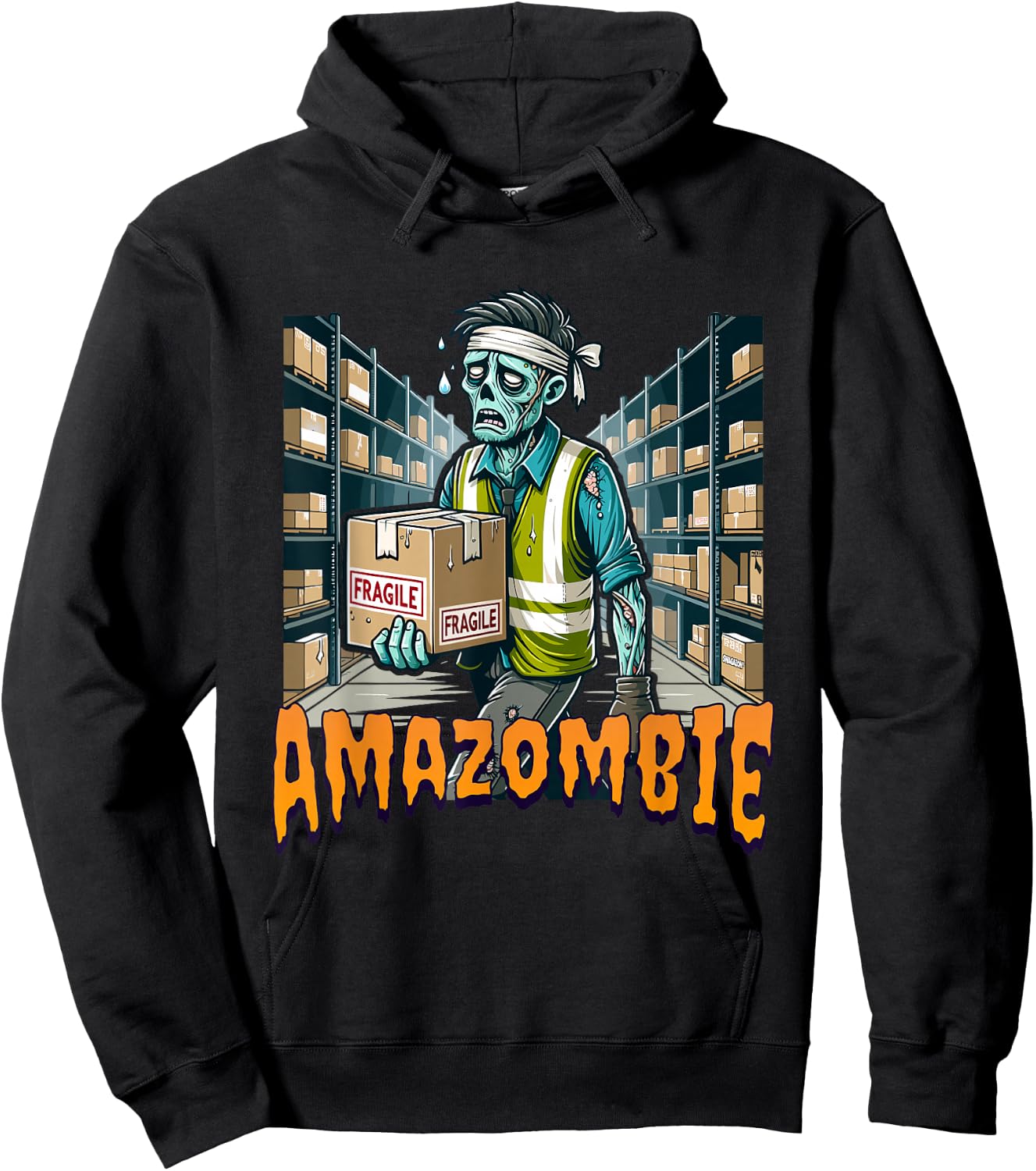 Zombie Coworker Swagazon Associate AmaZombie Hoodie - Hoodie | Black