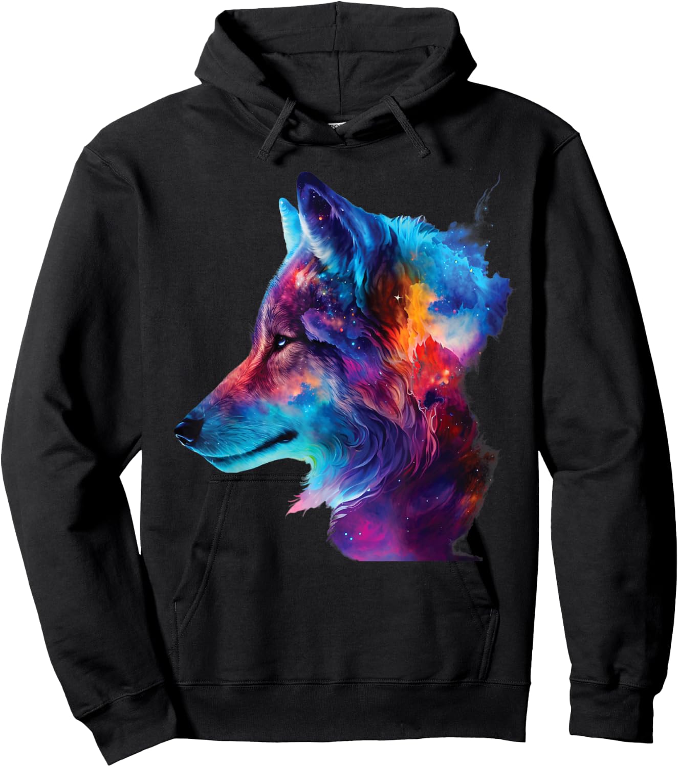 colorful wolf head art Face for lover wolves wildlife animal Hoodie - Hoodie | Black