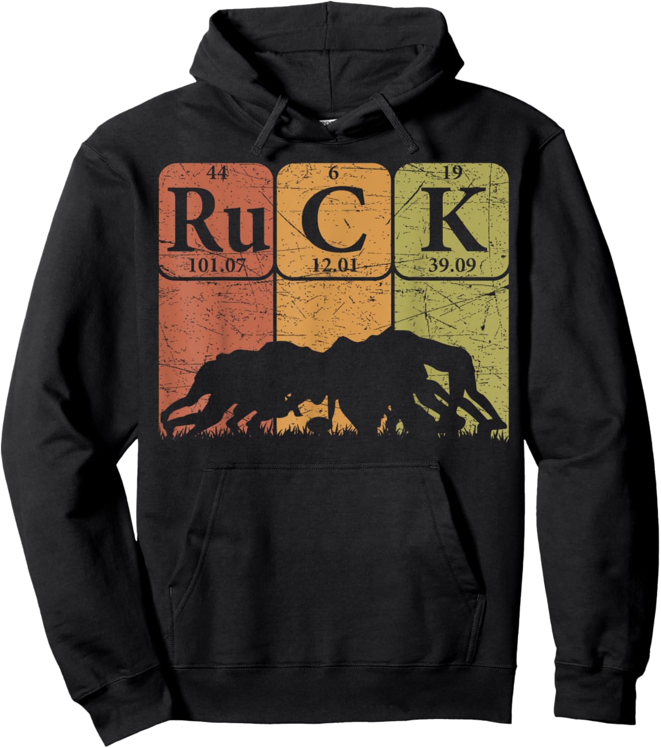 Ruck Rugby Periodic Table Elements Rugby Player Nerd Retro Hoodie - Hoodie | Black