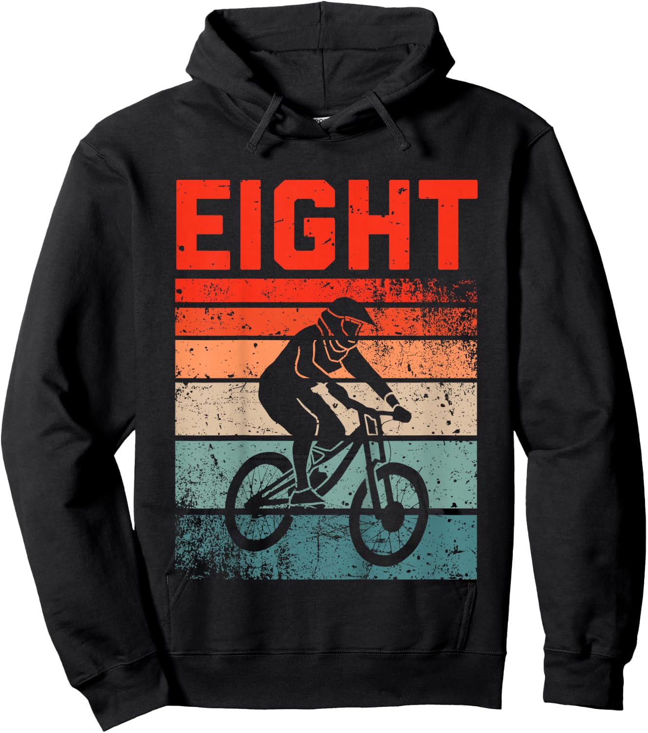8 Year Old MTB Mountainbike Biker Birthday Boys Biking 8th Hoodie - Hoodie | Black