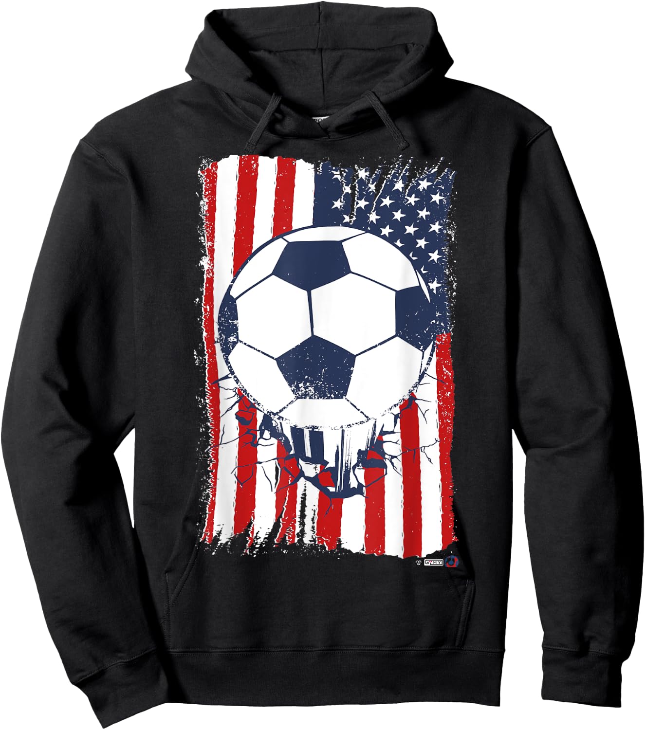 US Soccerball, USA Flag Football Hoodie - Hoodie | Black