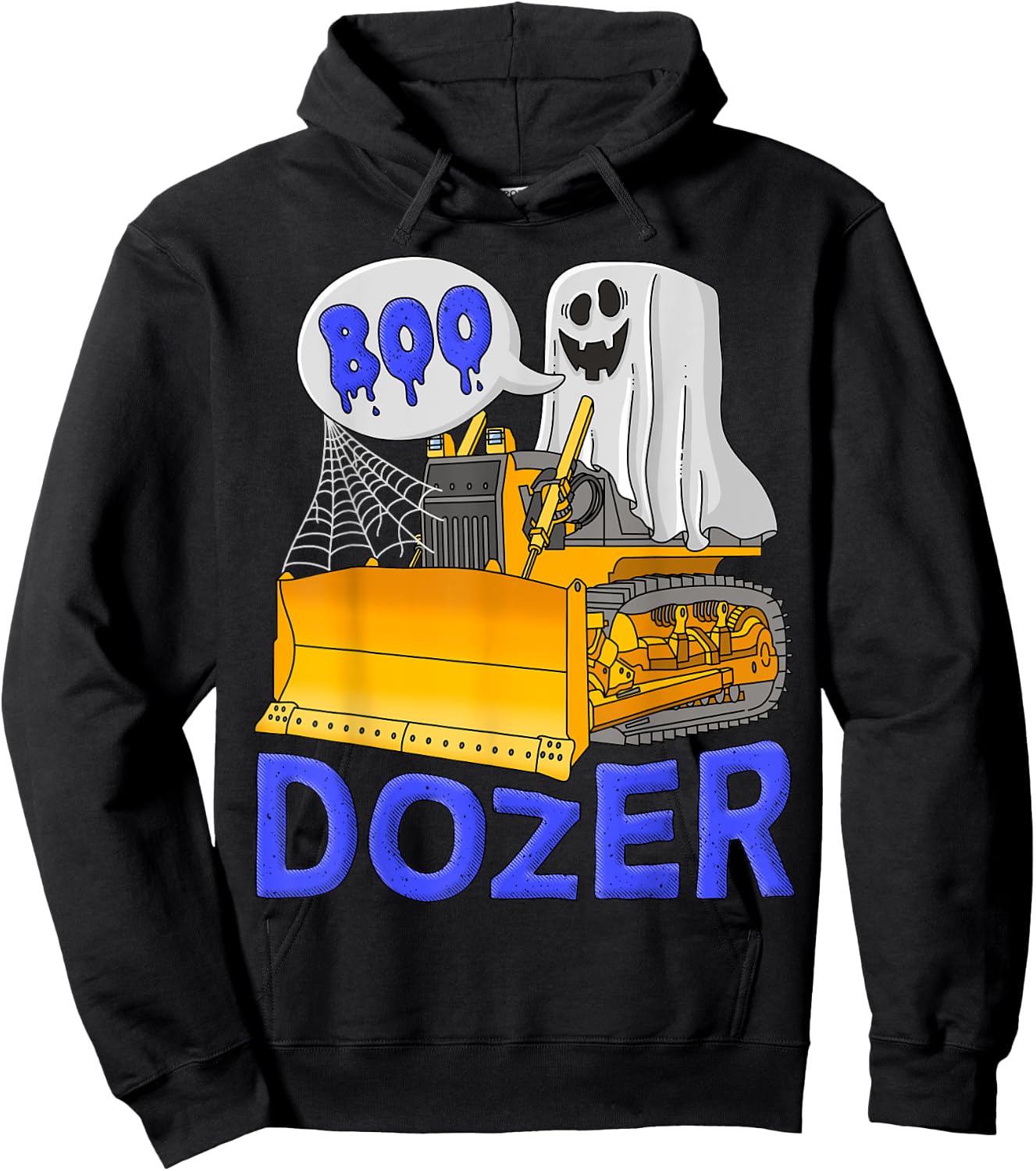 Bulldozer Halloween; Boo Dozer Kids Construction Truck Hoodie - Hoodie | Black