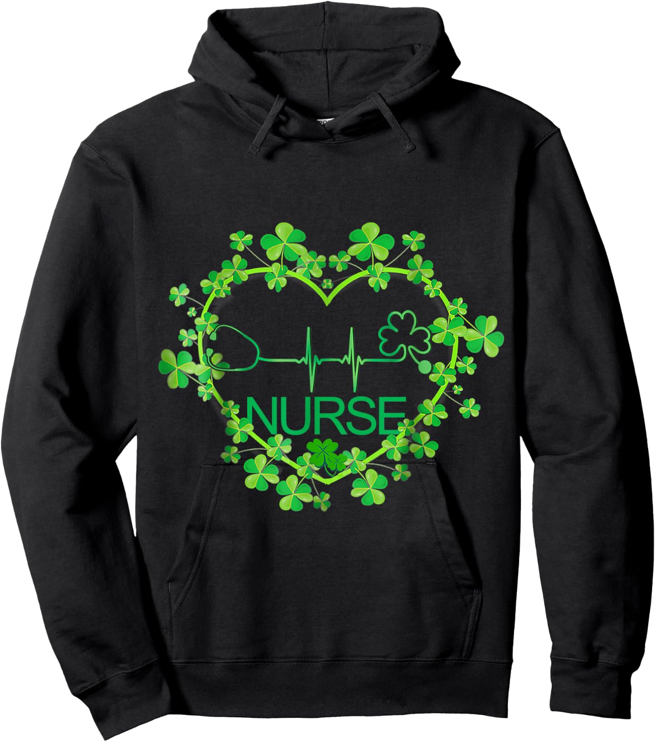 Heart Shamrock Nurse St Patrick's Day Nursing Hoodie - Hoodie | Black