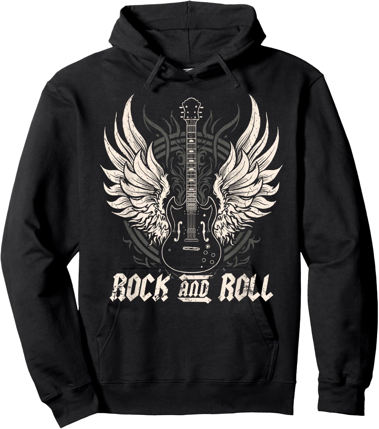 Rock and Roll Guitar Vintage ROCK Music Hoodie - Hoodie | Black