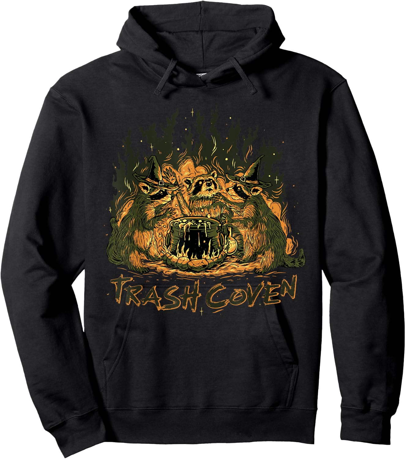 Trash Coven | Funny Wiccan Pagan Witch | Racoon | Animal Hoodie - Hoodie | Black
