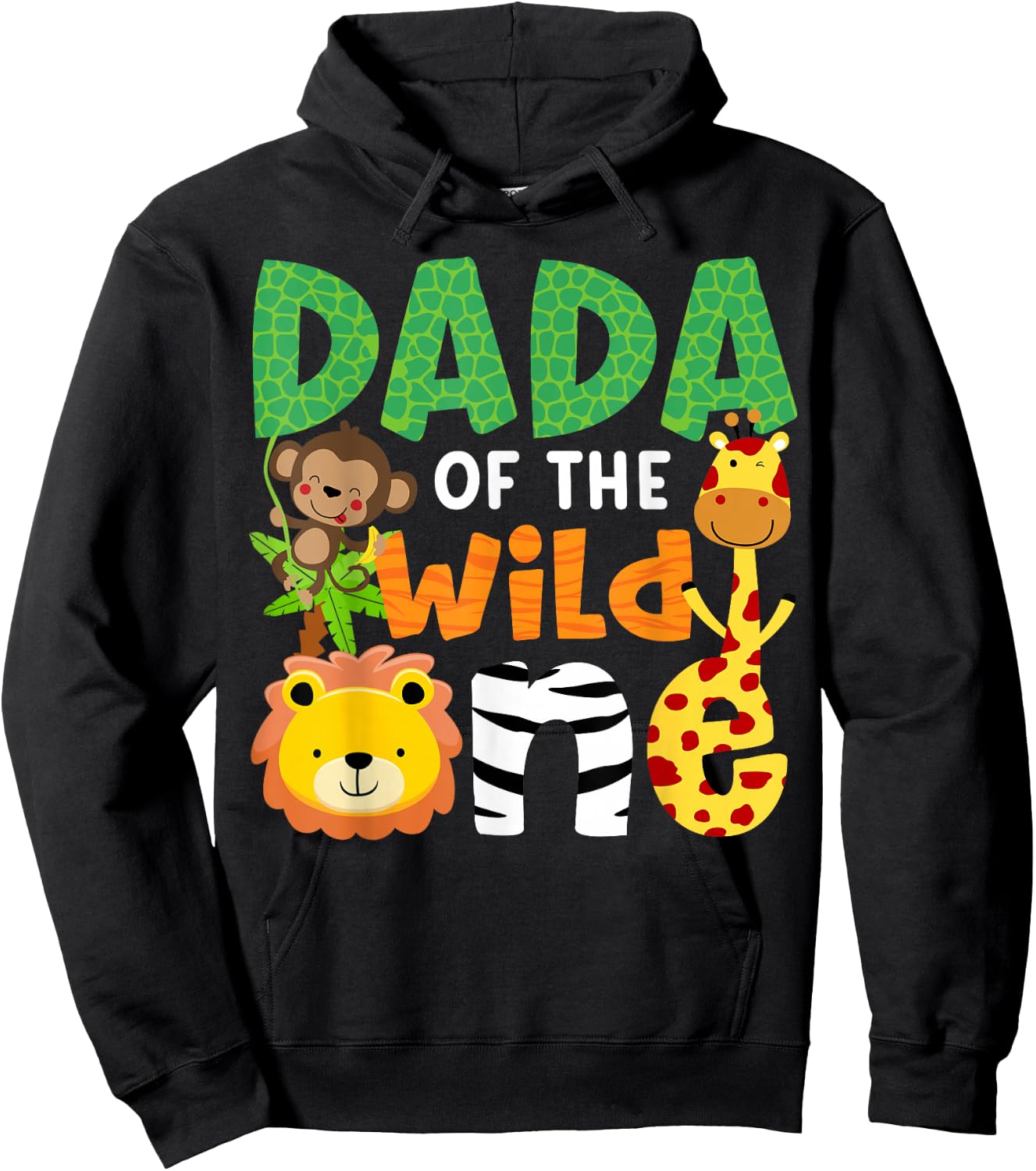 Dada of The Wild One Zoo Theme Bday Safari Jungle Animals Hoodie - Hoodie | Black