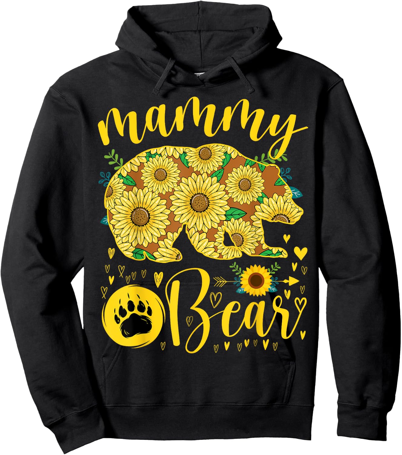 Mammy Bear Sunflower Grandma Mother's Day Party Hoodie - Hoodie | Black