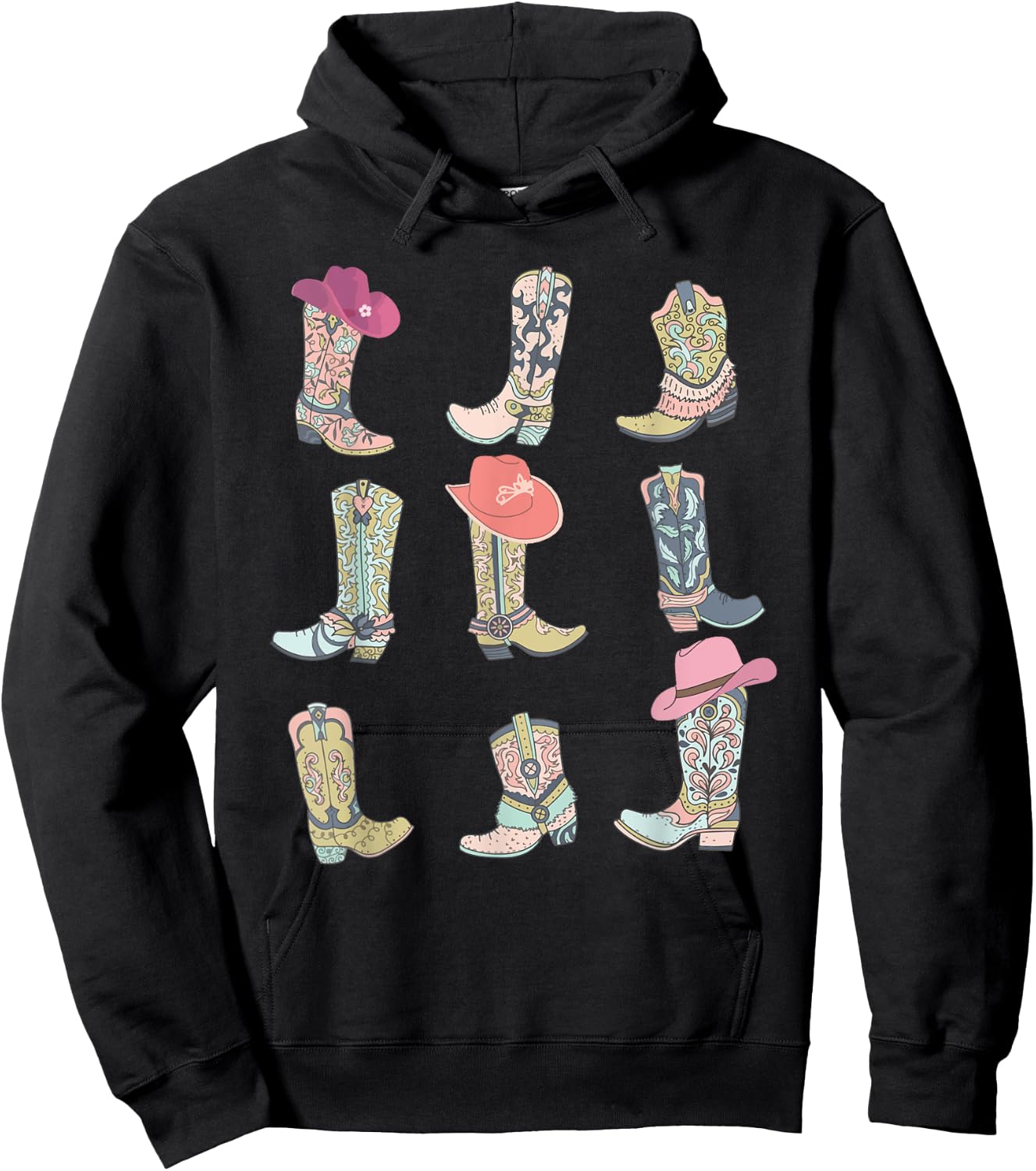 Cowgirl Boots Let's Go Girls Howdy Western Cowgirl Cowboy Hoodie - Hoodie | Black