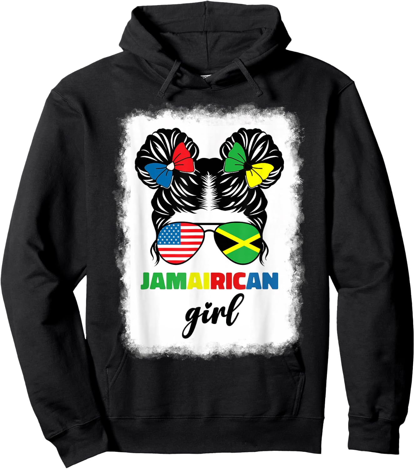 Half American Jamaican America Jamaica Flag Kids Jamairican Hoodie - Hoodie | Black