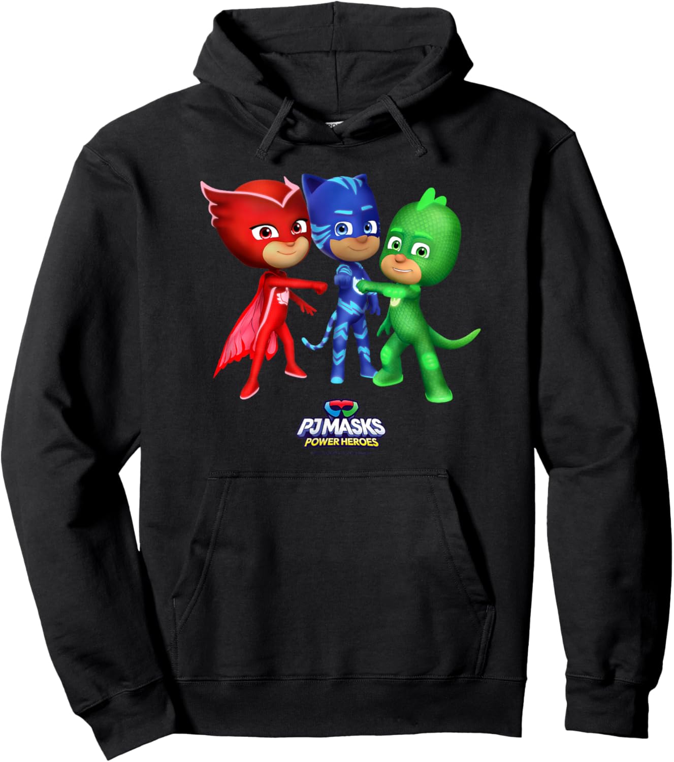 PJ Masks Group Shot Power Heroes Best Trio Logo Hoodie - Hoodie | Black