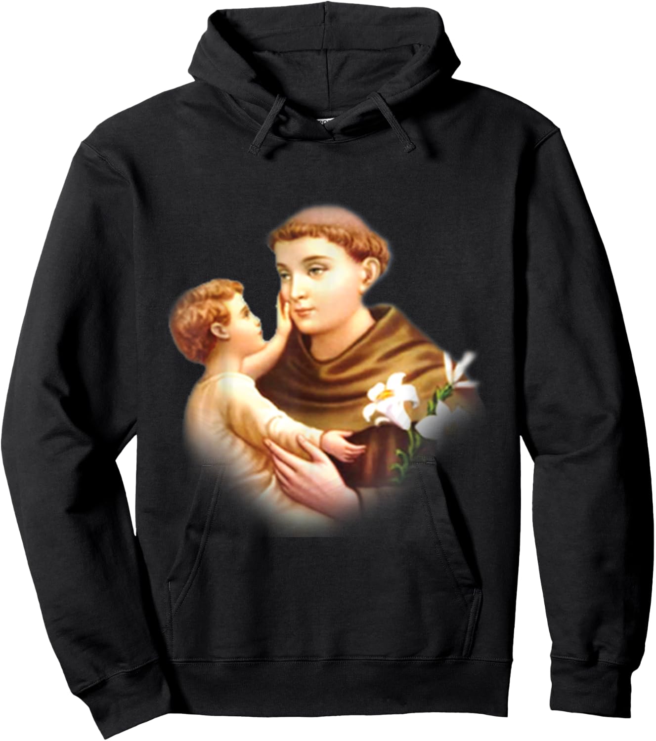 St Anthony of Padua Vintage Catholic Saint Infant Jesus Hoodie - Hoodie | Black