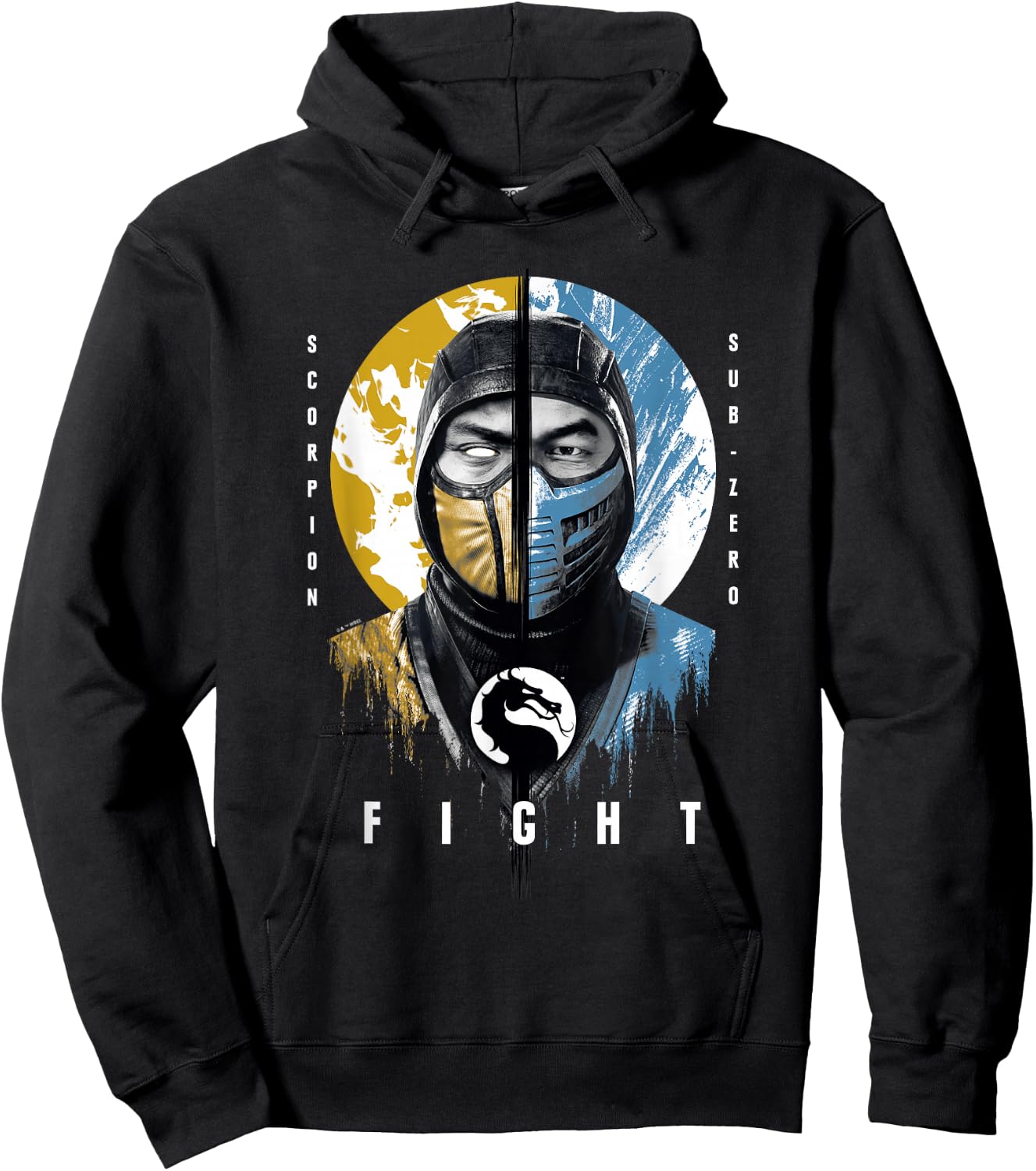 Mortal Kombat Klassic Scorpion Vs Sub-Zero Fight Portrait Hoodie - Hoodie | Black