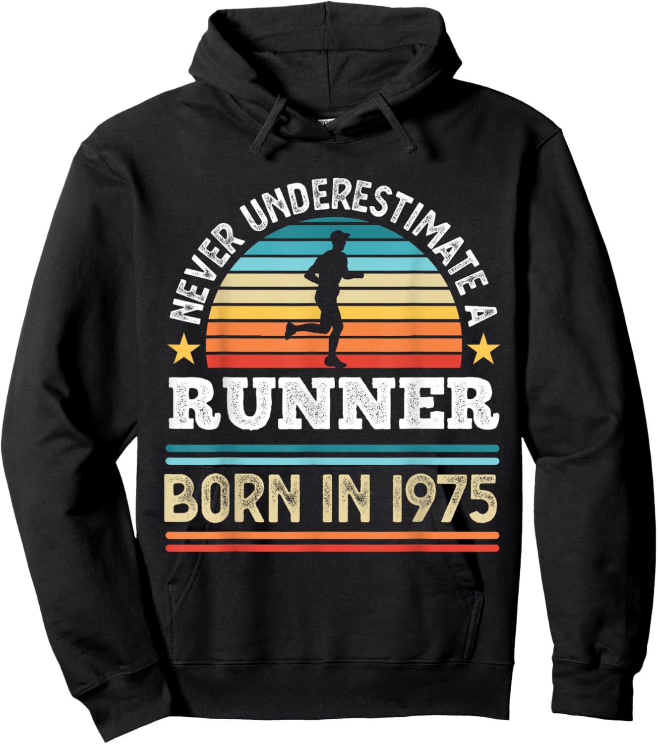 Runner born in 1975 50th Birthday Running Gifts Dad Hoodie - Hoodie | Black