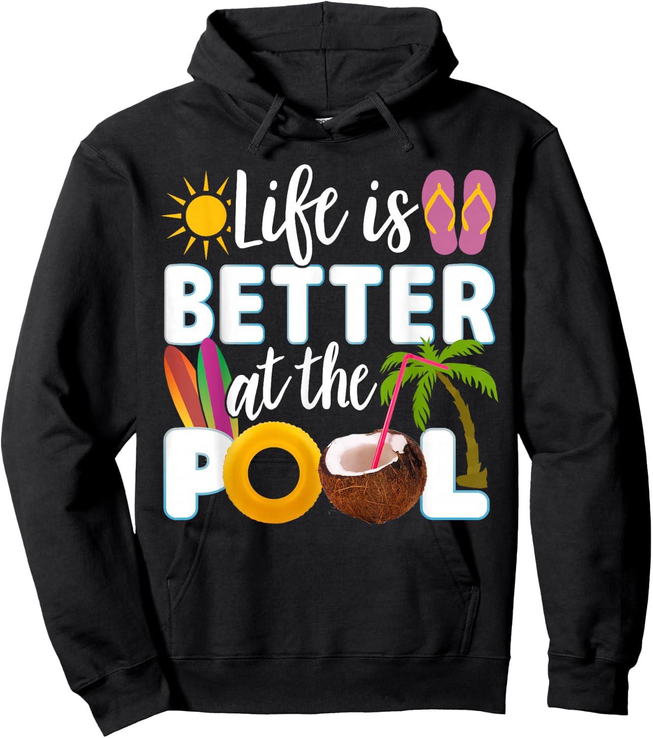 Das Leben ist besser beim Pool Hoodie - Hoodie | Black