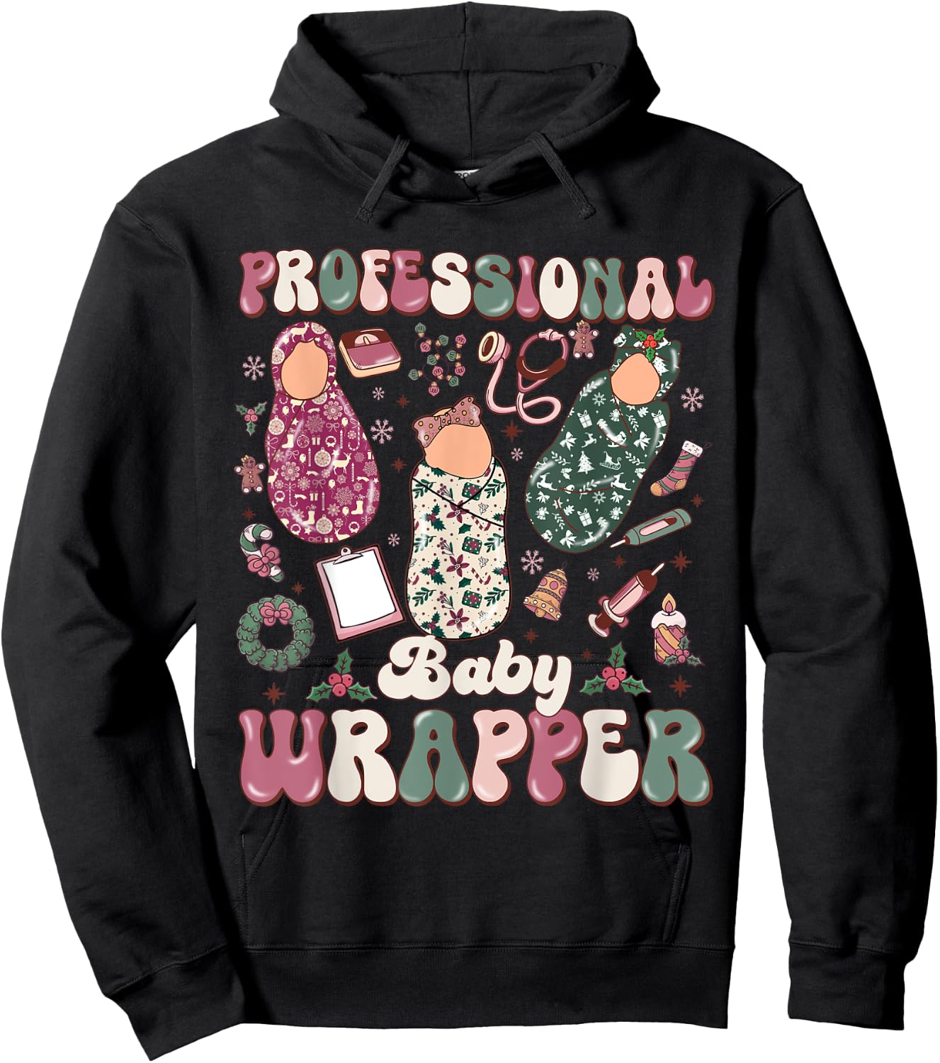 Professional Baby Wrapper NICU Mother Baby Christmas Hoodie - Hoodie | Black