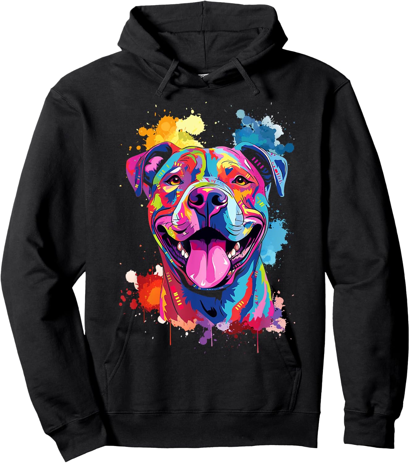 Pitbull Watercolor Splash Pittie Pit Bull Terrier Dog Lover Hoodie - Hoodie | Black