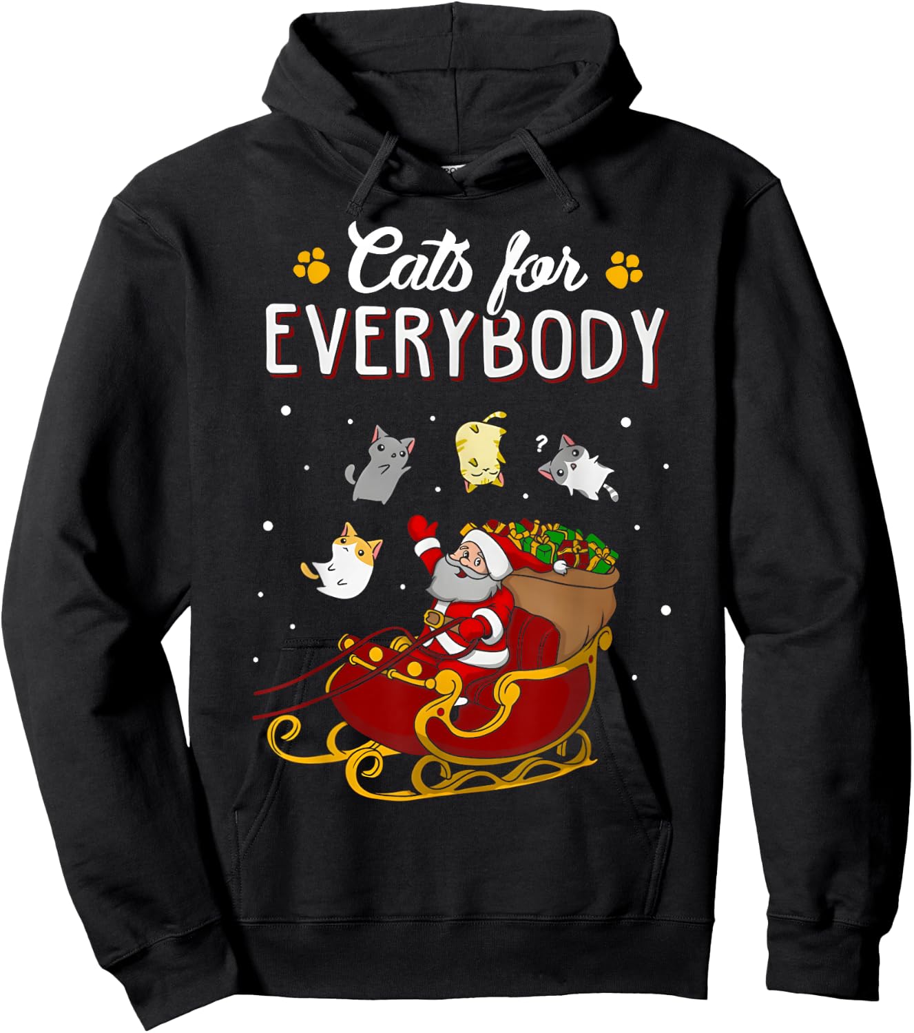 Cats For Everybody Christmas Cat Funny Xmas Women Santa Kids Hoodie - Hoodie | Black