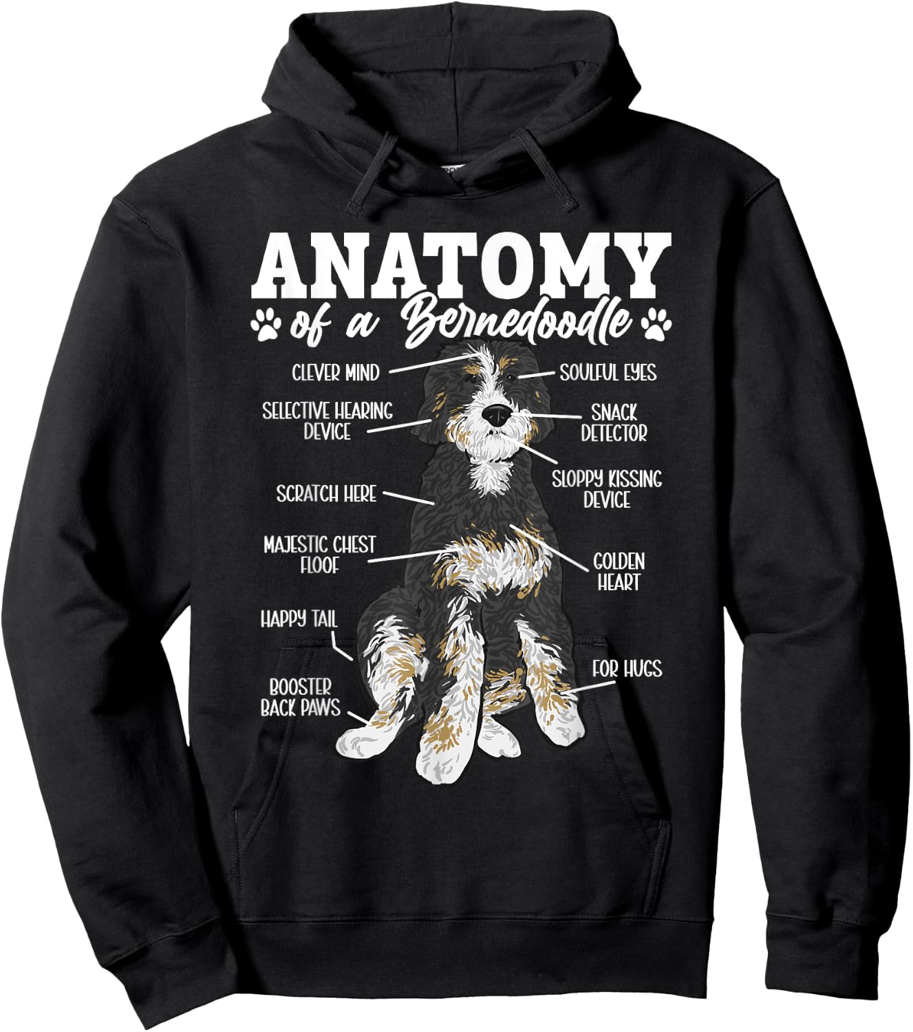 Bernedoodle Dog Anatomy Of A Bernedoodle Hoodie - Hoodie | Black