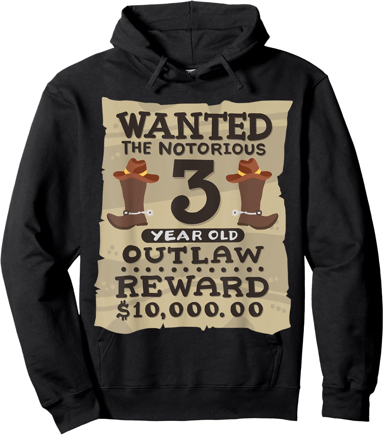 3 Year Old Cowboy 3rd Birthday Party Wild West Western Kids Hoodie - Hoodie | Black