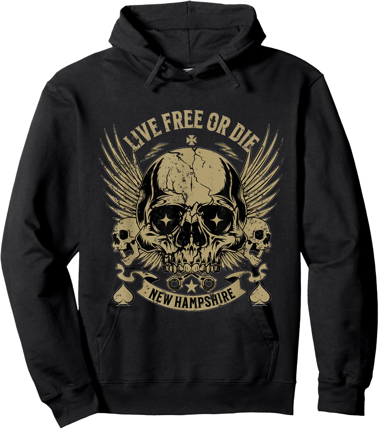 Live Free or Die Retro New Hampshire Nature Graphic Hoodie - Hoodie | Black