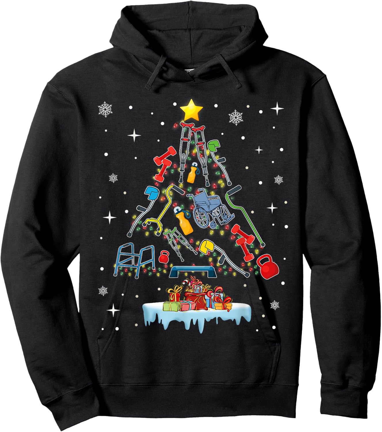Physical Therapy Christmas PT Therapist Christmas Tree xmas Hoodie - Hoodie | Black