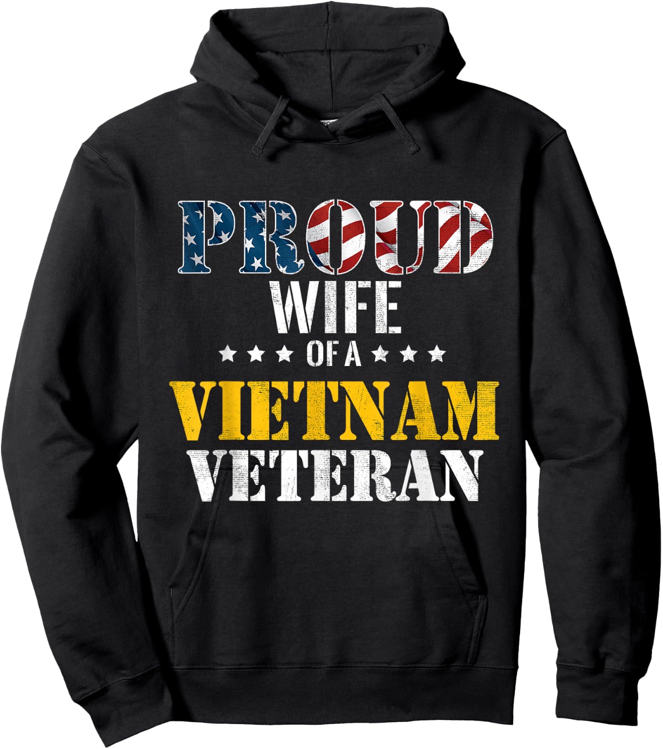 Proud Wife Of A Vietnam Veteran Shirt | US Veterans Day Hoodie - Hoodie | Black