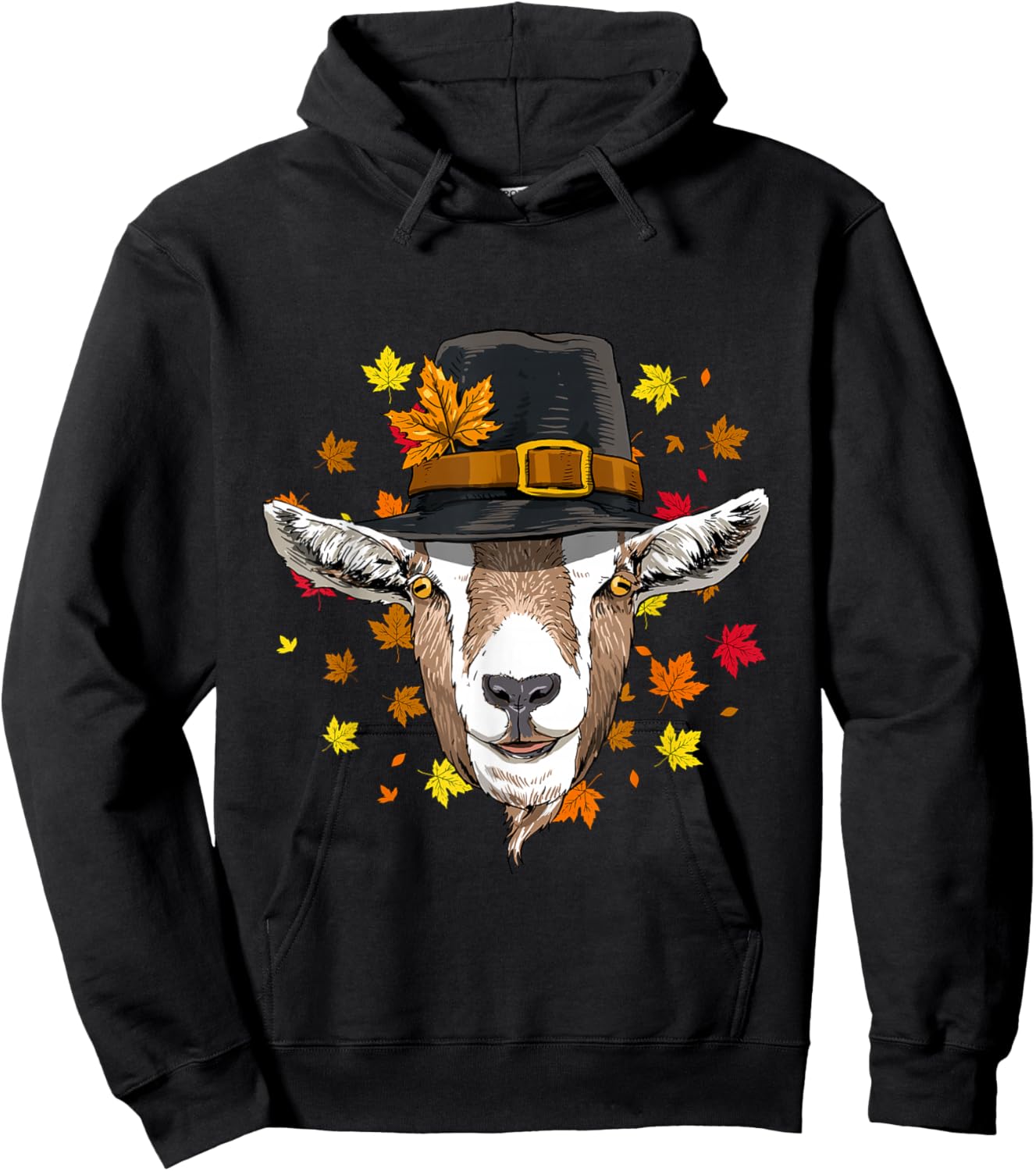 Thanksgiving Goat Pilgrim Turkey Day Autumn Fall Goat Lover Hoodie - Hoodie | Black