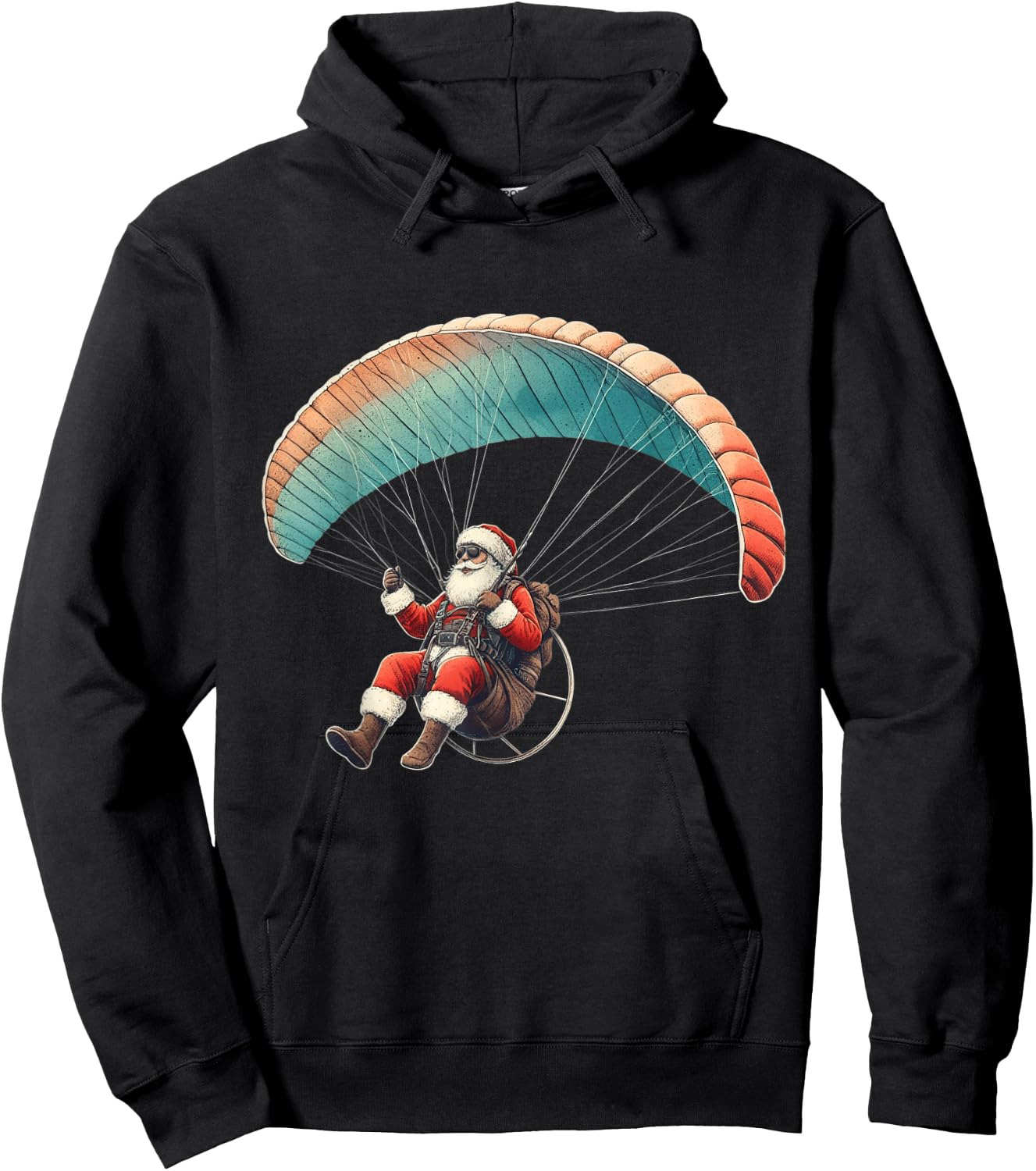 Paragliding Santa Extreme Hobbies Sports Christmas Pajama Hoodie - Hoodie | Black