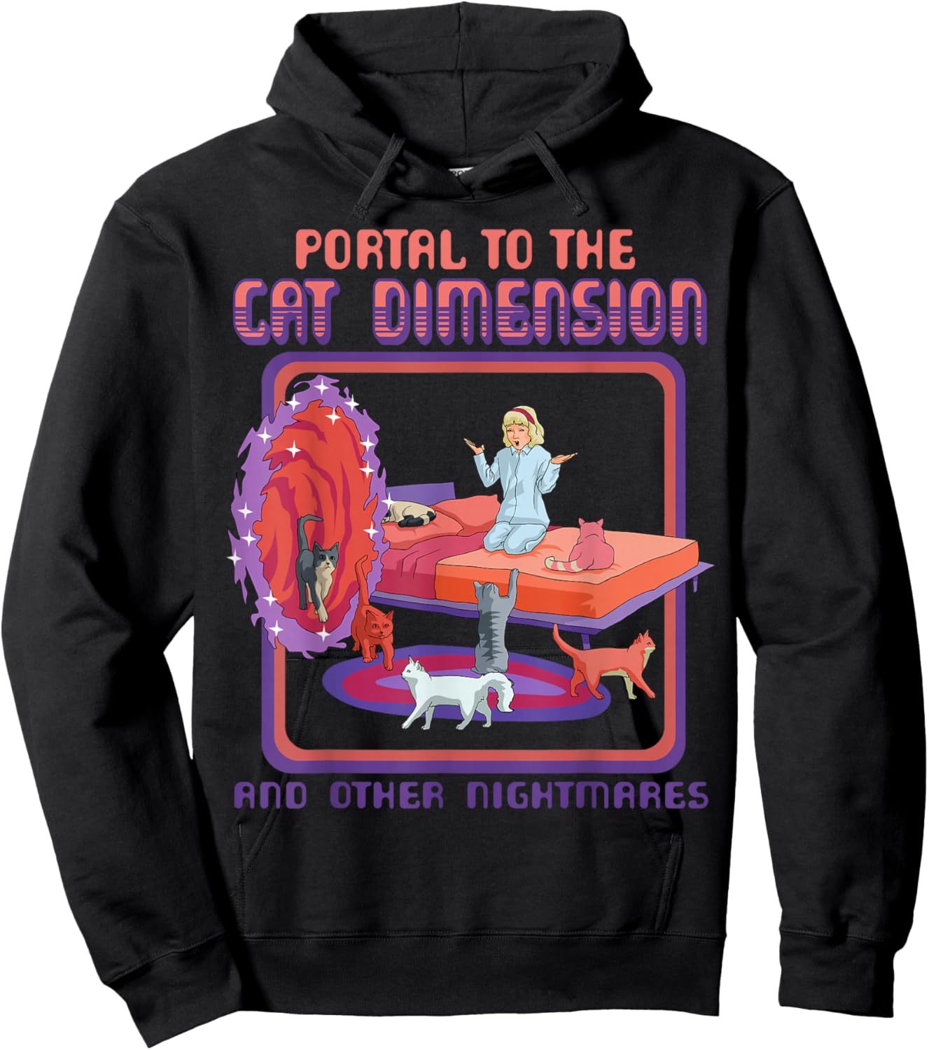Portal To The Cat Dimension Funny Cat Kitten Lover Men Women Hoodie - Hoodie | Black